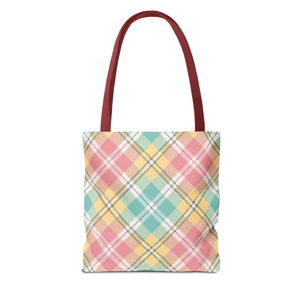 Pastel Plaid Tote Bag | Spring Plaid Pattern, Pastel Checkered Tote