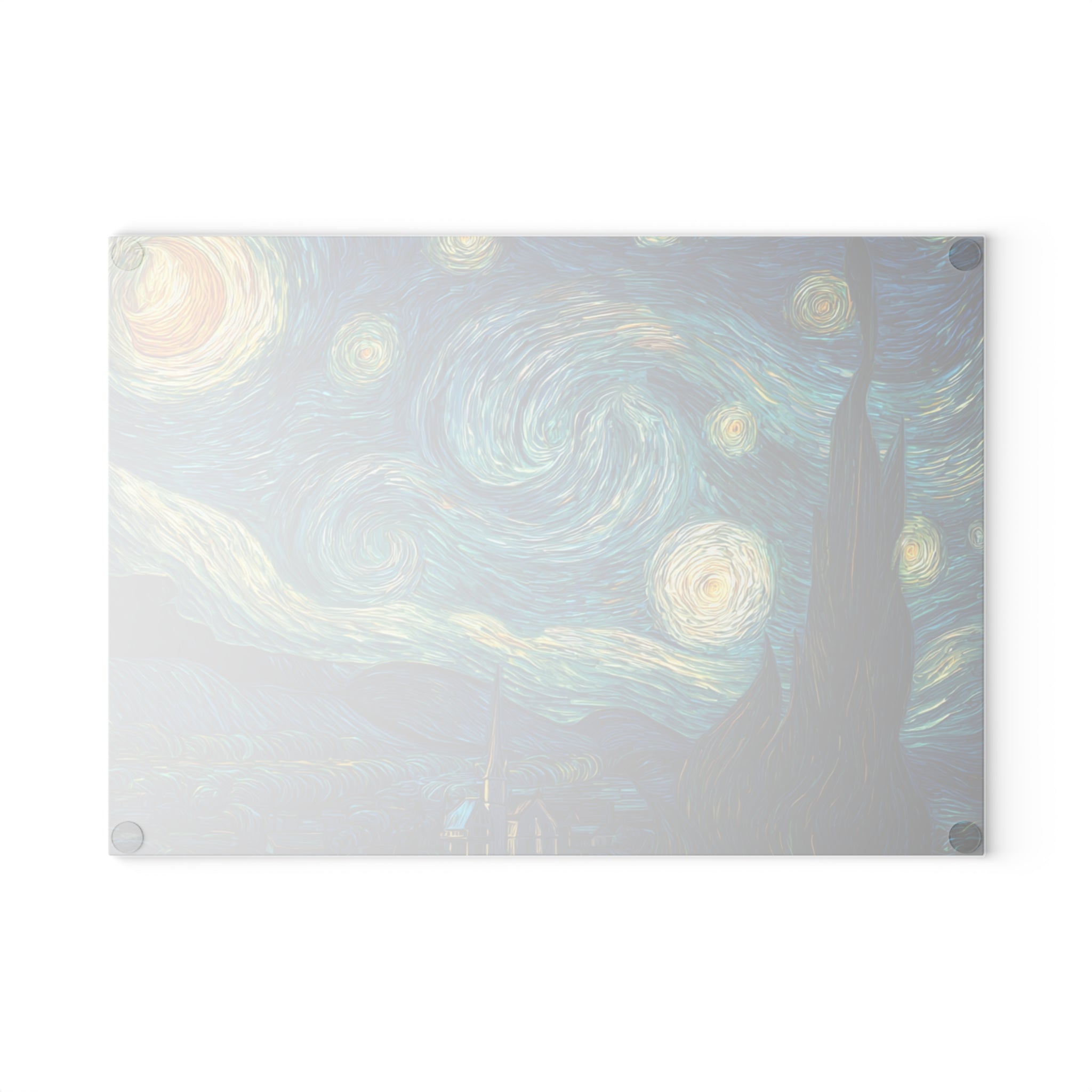 Starry Night artwork Glass Cutting Board | Van Gogh inspired kitchen decor
