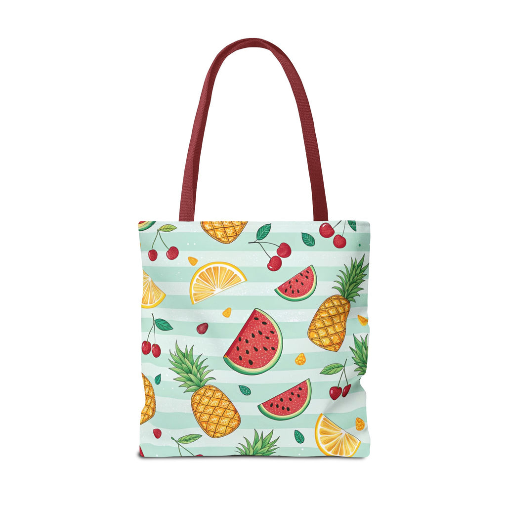 Tropical Fruit Pattern Tote Bag | Pineapple Watermelon Cherry Citrus Beach