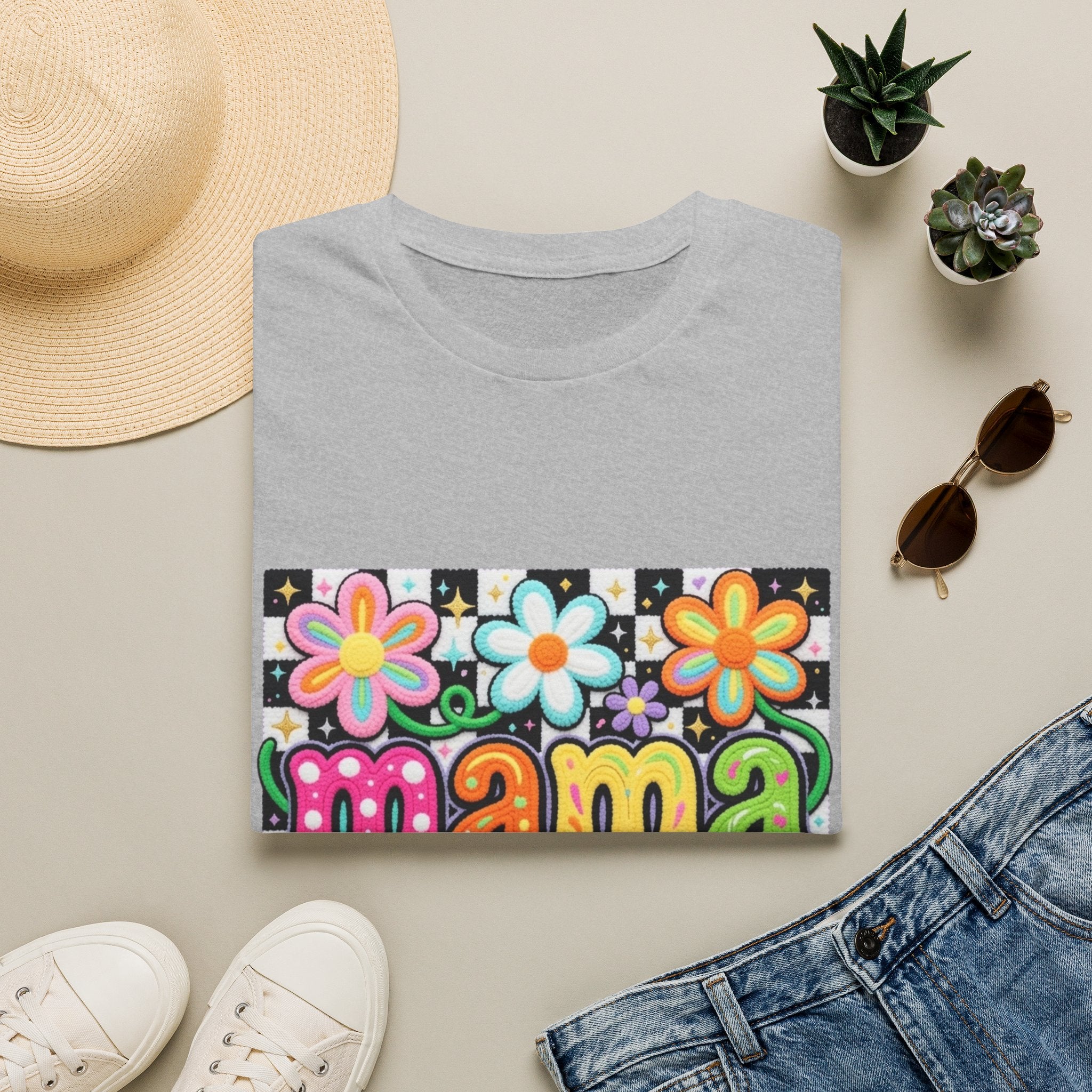 Mama Floral Retro Bubble Letters T-Shirt | Colorful Flower Design