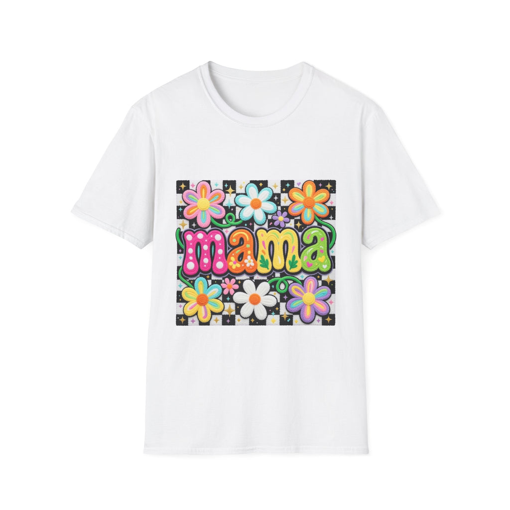 Mama Floral Retro Bubble Letters T-Shirt | Colorful Flower Design