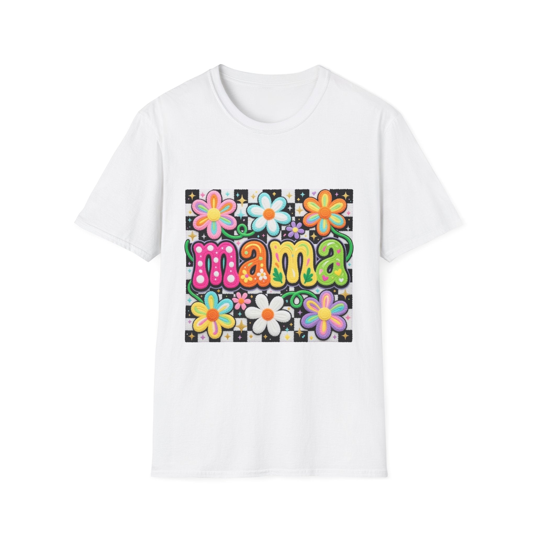 Mama Floral Retro Bubble Letters T-Shirt | Colorful Flower Design