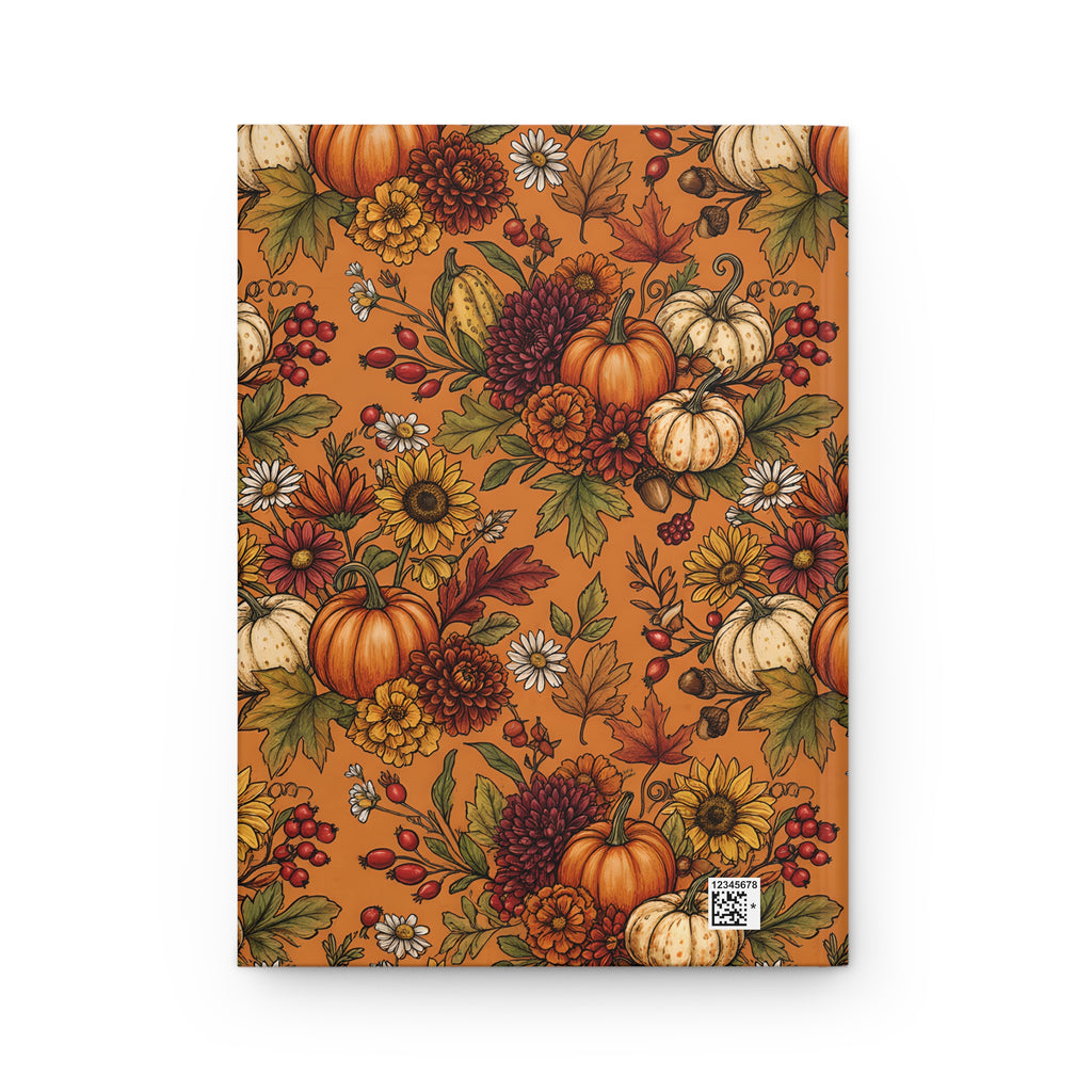 Autumn Harvest Hardcover Journal  Pumpkin & Sunflower Fall Notebook