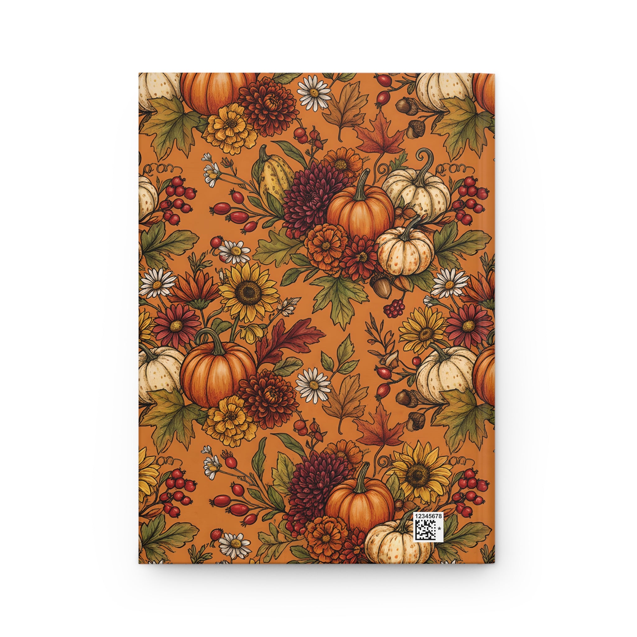 Autumn Harvest Hardcover Journal  Pumpkin & Sunflower Fall Notebook