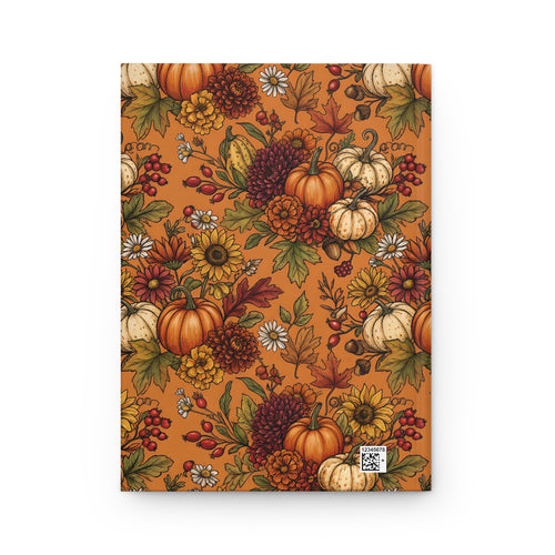 Autumn Harvest Hardcover Journal  Pumpkin & Sunflower Fall Notebook