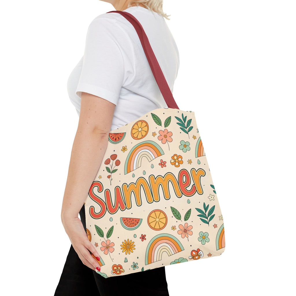 Summer Pattern Tote Bag | Rainbow, Watermelon, Floral Beach Vibes