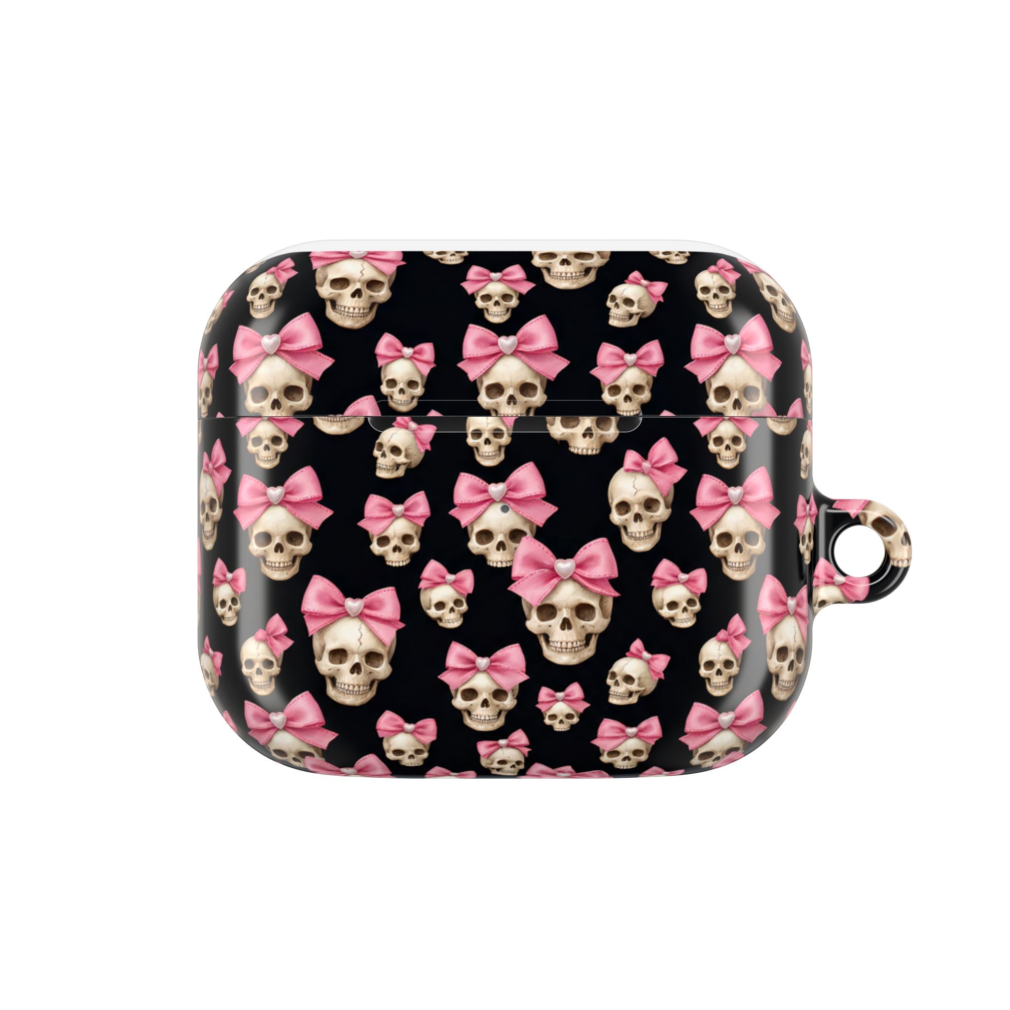 Pink Bow Skull AirPod Case | Cute Gothic Skull Pattern