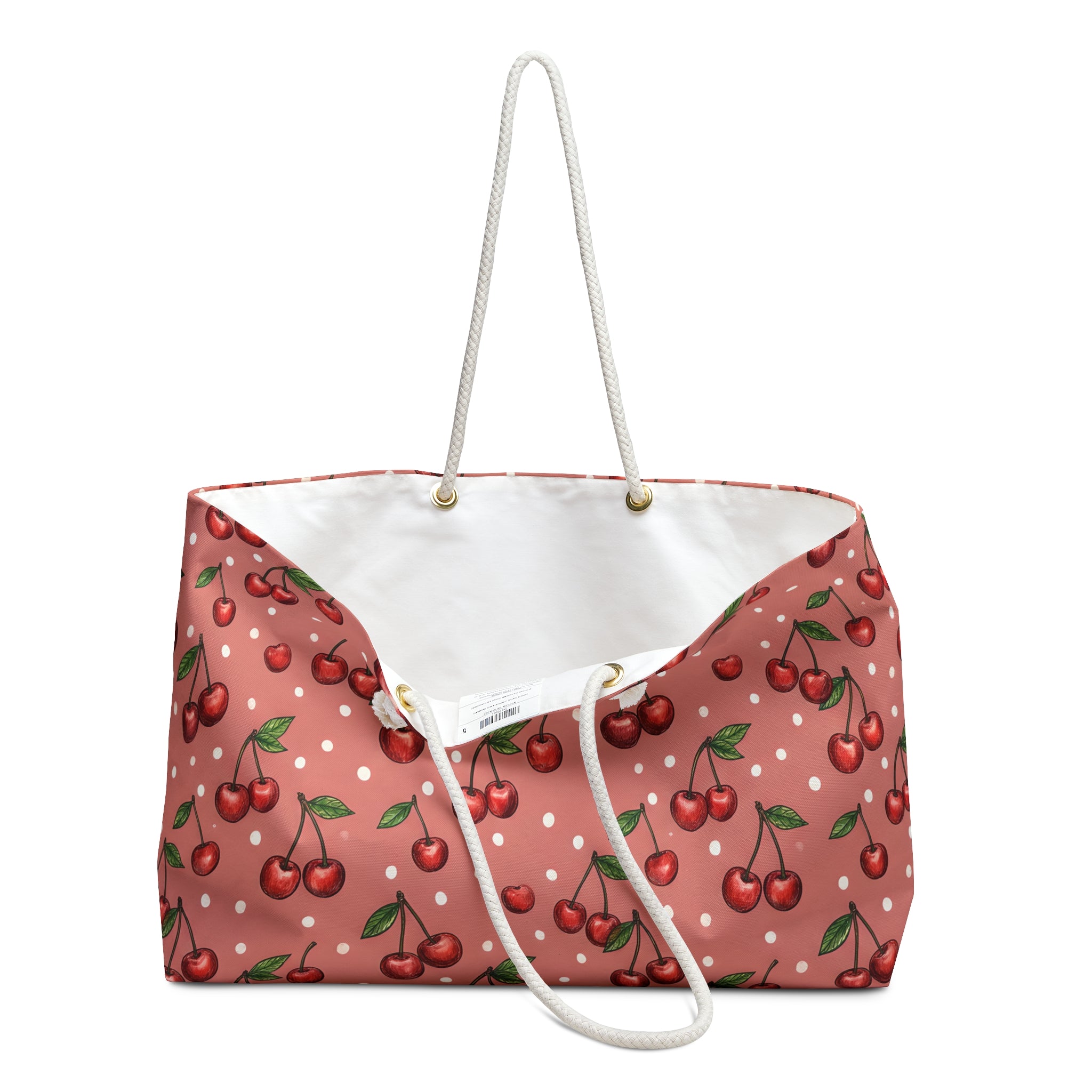 Cherry Pattern Weekender Bag | Retro Polka Dot Tote