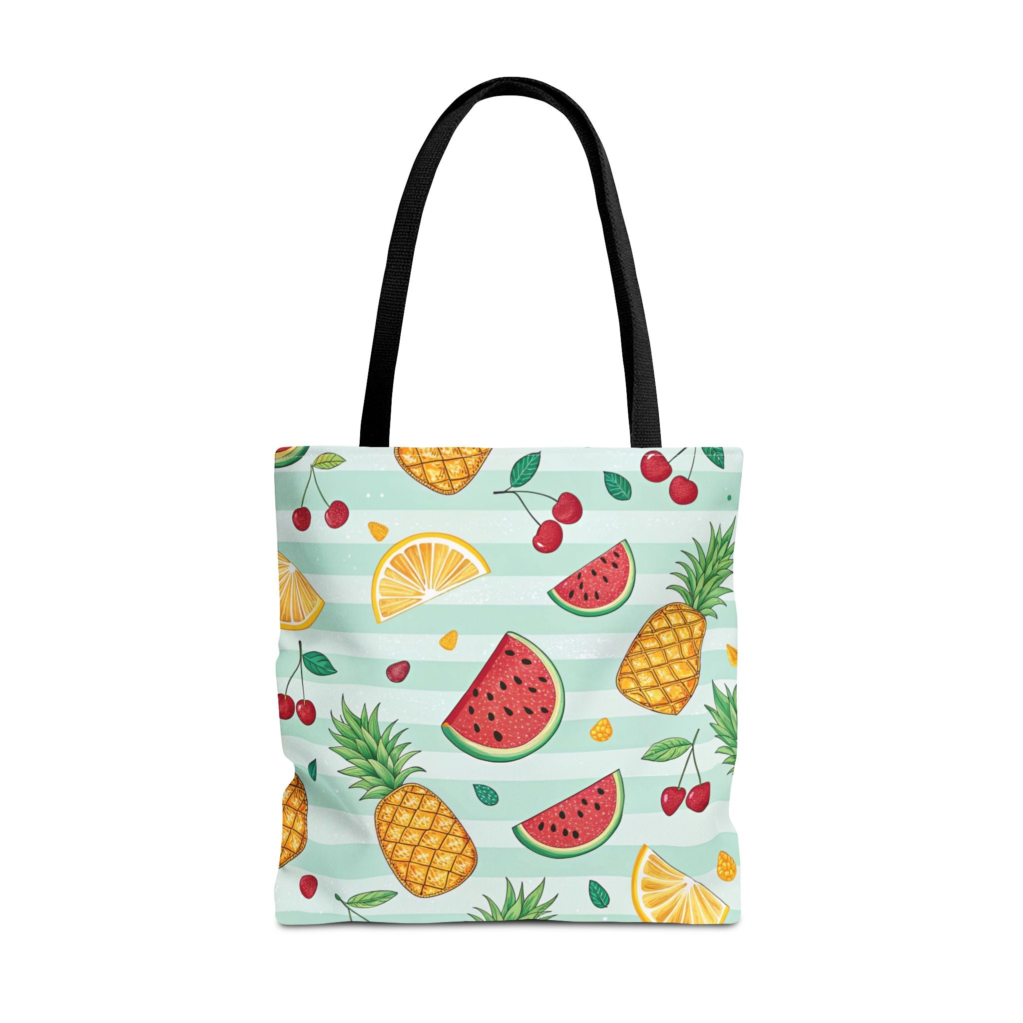 Tropical Fruit Pattern Tote Bag | Pineapple Watermelon Cherry Citrus Beach