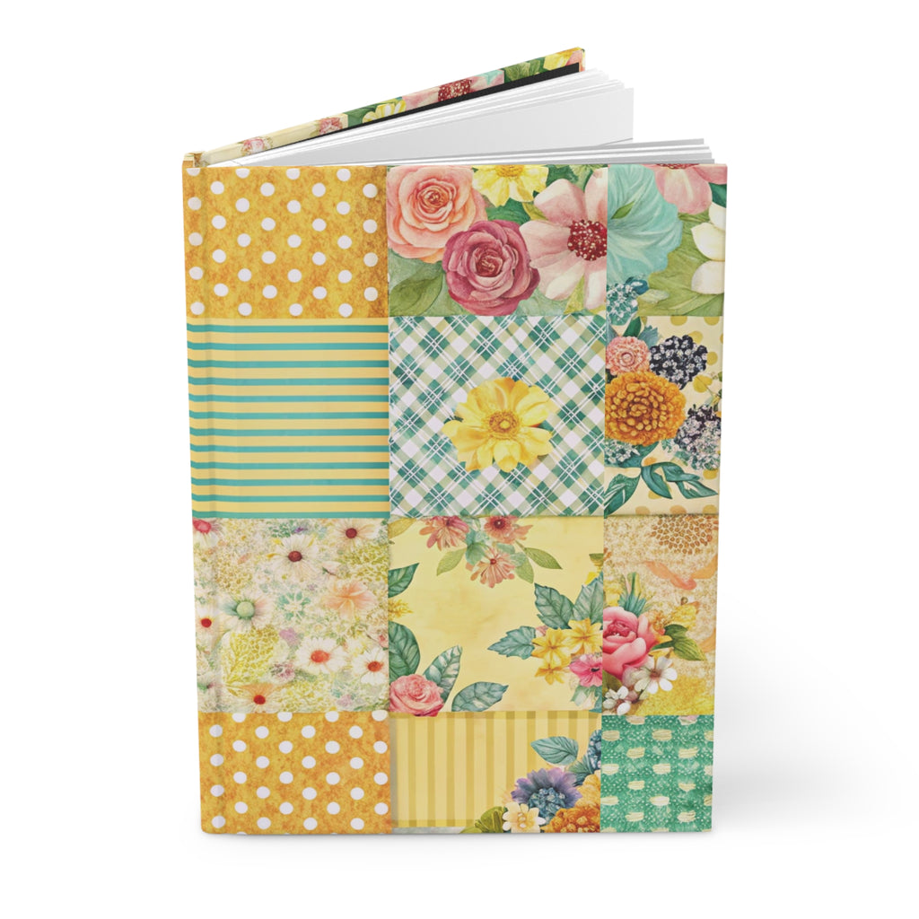 Patchwork Floral Hardcover Journal | Vintage Roses, Daisies, Quilted Pattern