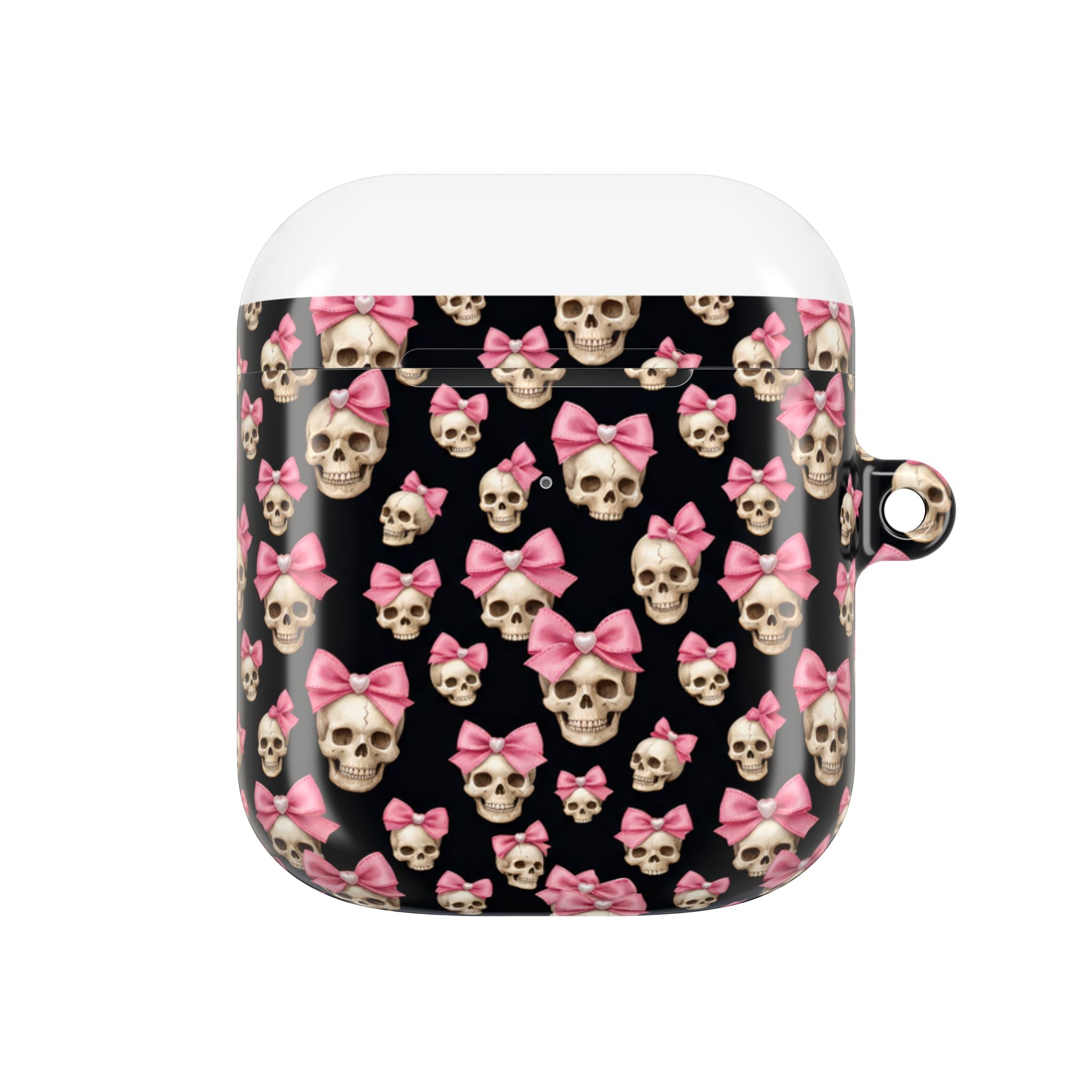 Pink Bow Skull AirPod Case | Cute Gothic Skull Pattern