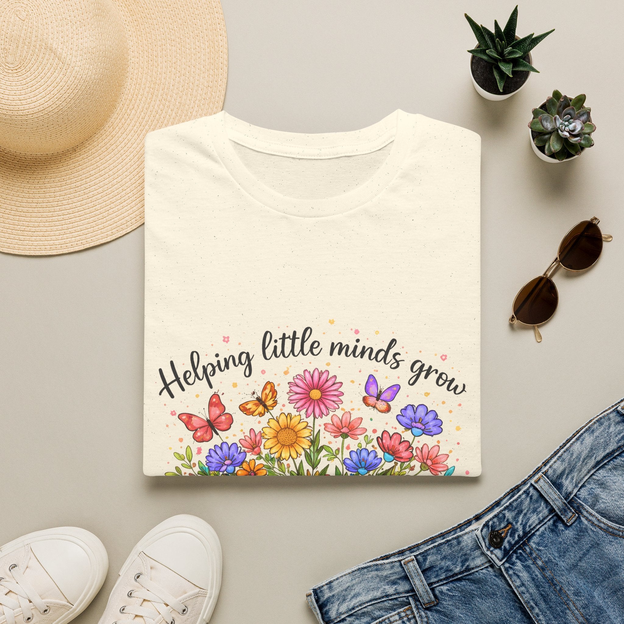 Helping Little Minds Grow T-Shirt | Teach Love Inspire, Floral Open Book Design