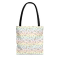 Pastel Beach Pattern Tote Bag | Seashells, Umbrellas, Flip Flops