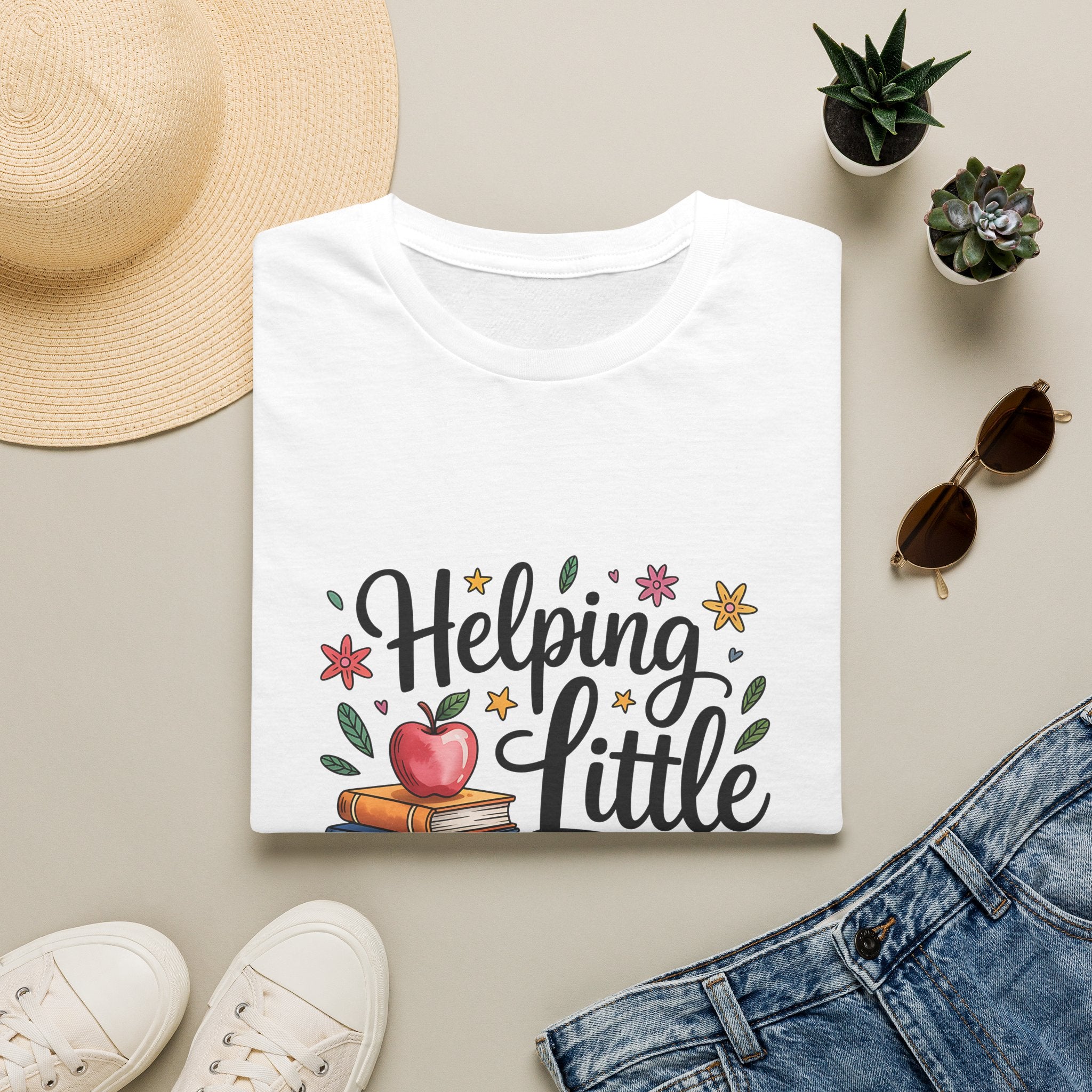 Helping Little Minds Grow T-Shirt | Teacher Books Apple Pencil Design