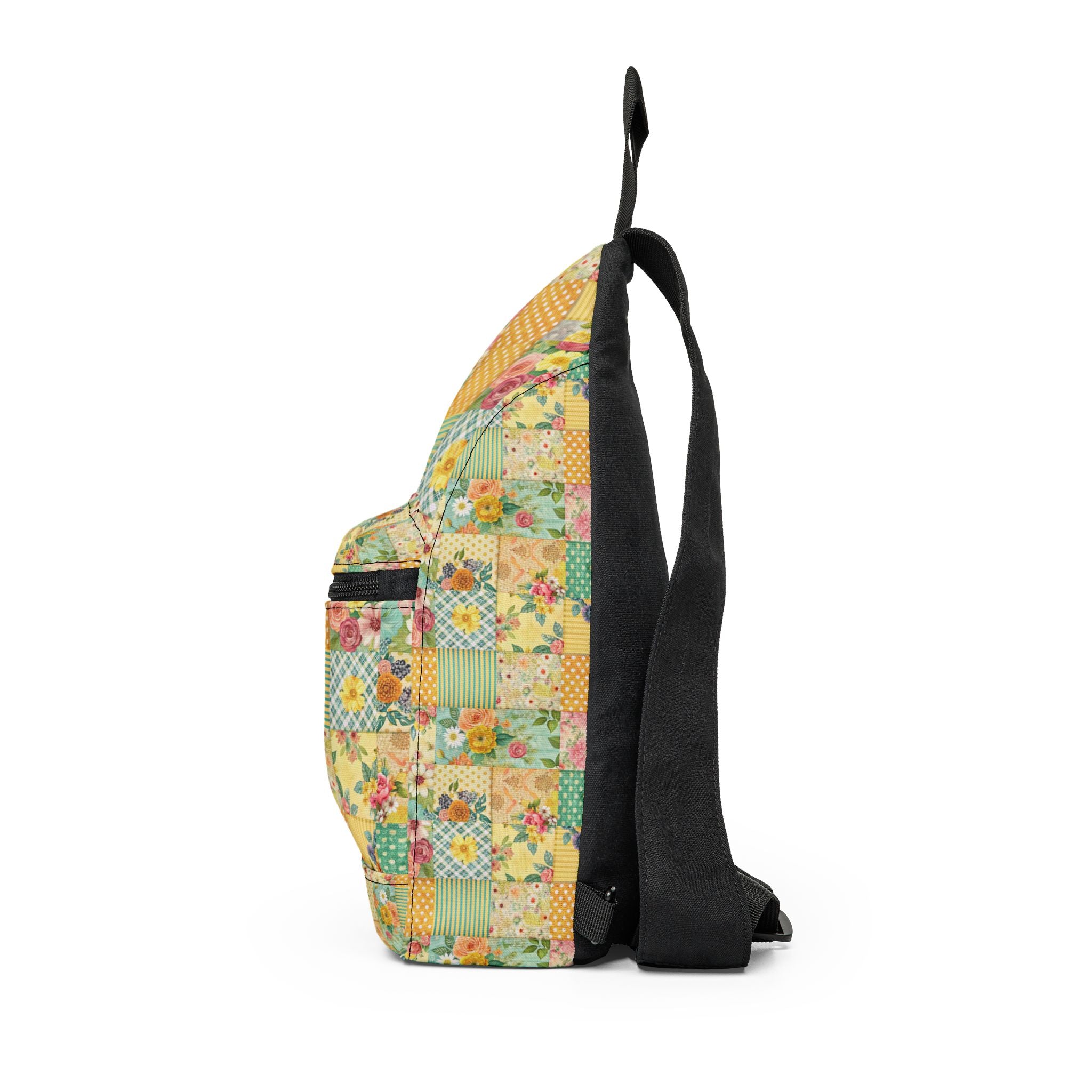Vintage Floral Patchwork Sling Bag | Quilted Daisy Checker Pattern