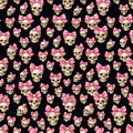 Girlie Skulls Seamless Pattern PNG | Skulls with Bows | Digital Download for Sublimation & Crafts