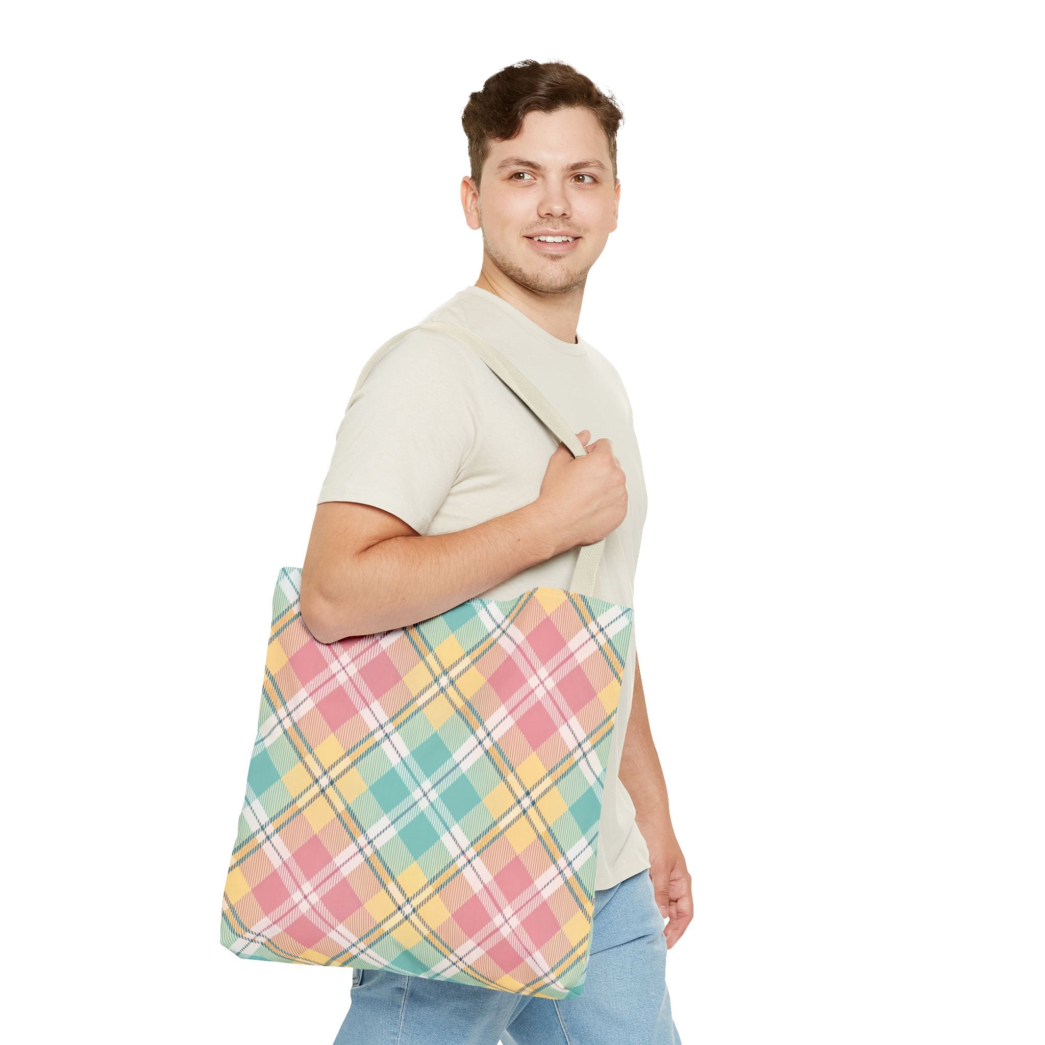 Pastel Plaid Tote Bag | Spring Plaid Pattern, Pastel Checkered Tote