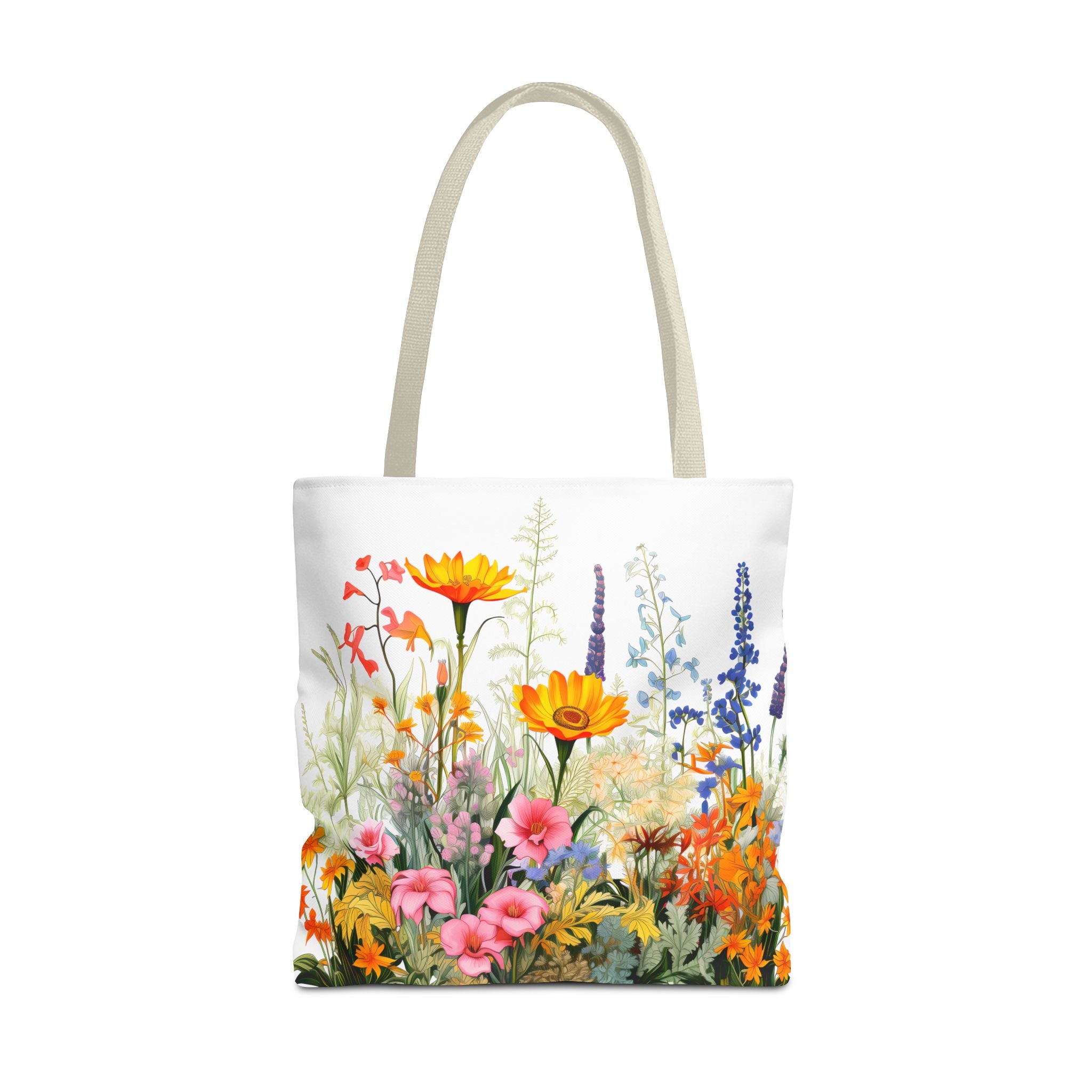 Wildflower Garden Tote Bag | Floral Meadow Illustration, Colorful Bloom Print