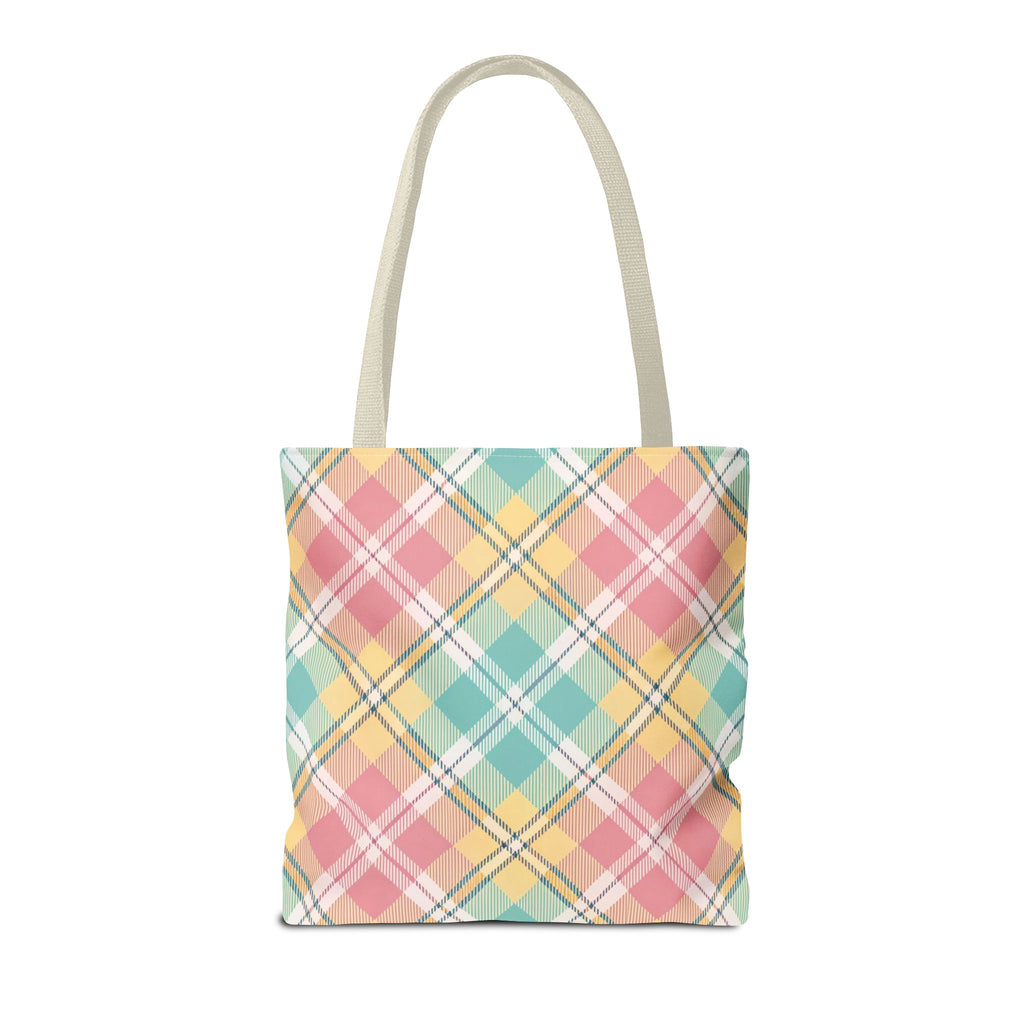 Pastel Plaid Tote Bag | Spring Plaid Pattern, Pastel Checkered Tote