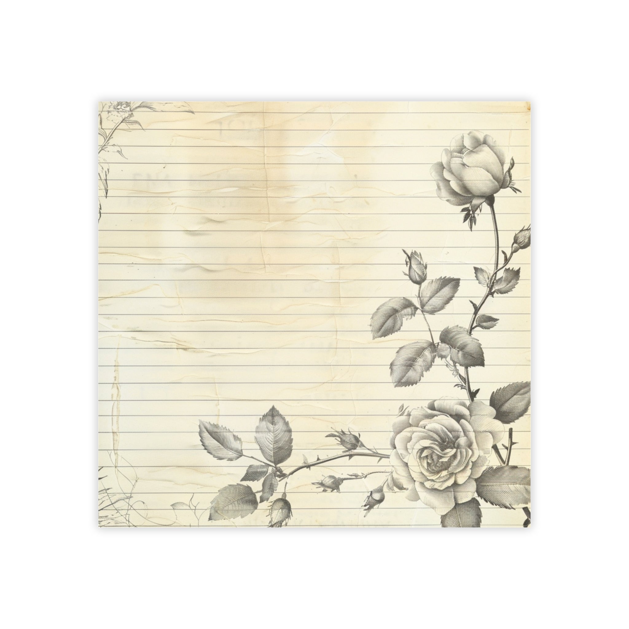 Vintage Rose Lined Notepad Post-it Note Pads | Floral Stationery