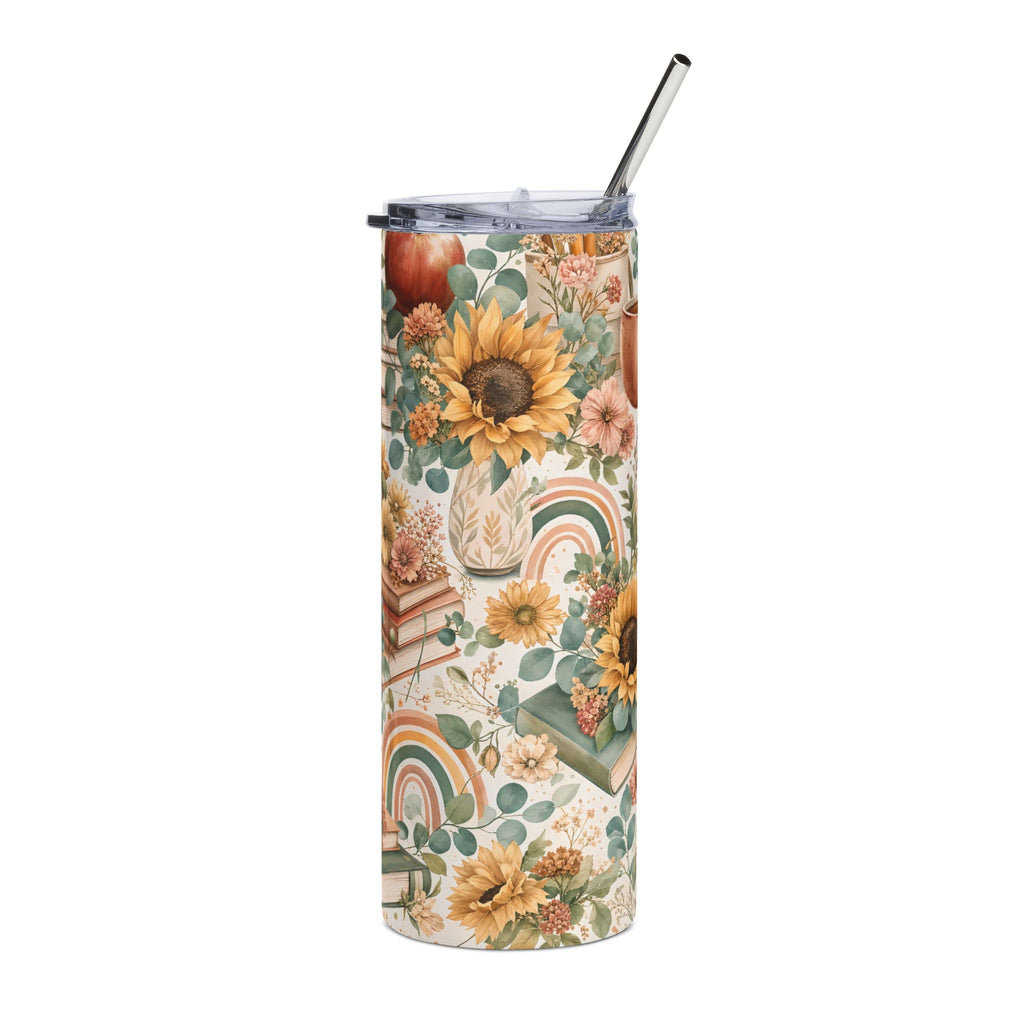 20oz Floral Sunflower Tumbler — Boho Coffee & Tea Stainless Steel Tumbler