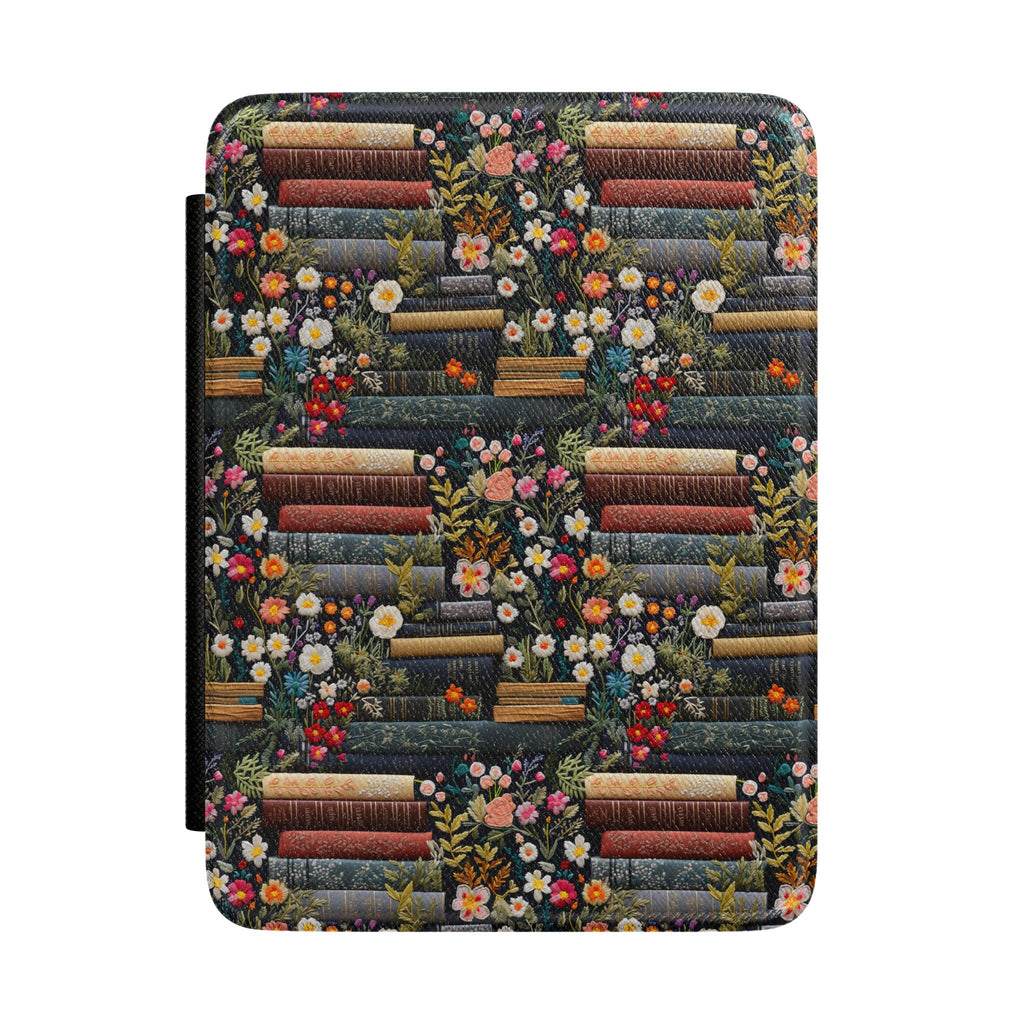 Vintage Stacked Books and Floral Pattern Kindle Case | Book Lover Sleeve