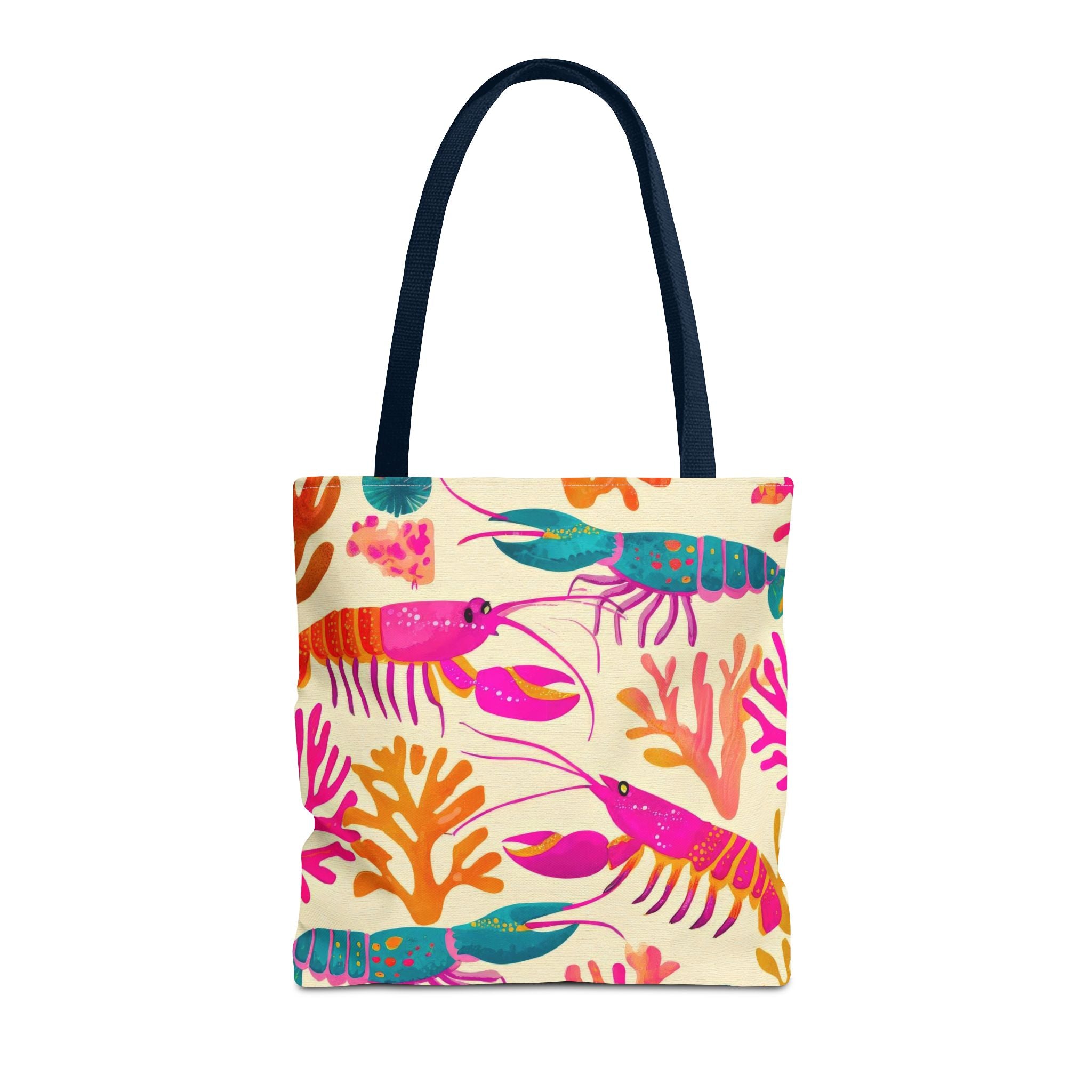 Colorful Lobster Pattern Tote Bag | Tropical Sea Life Coral Print
