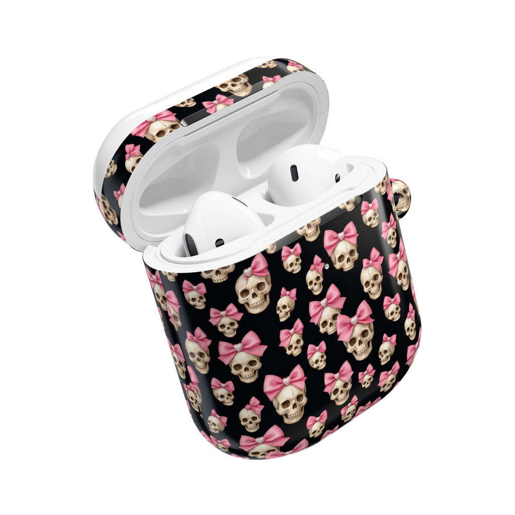 Pink Bow Skull AirPod Case | Cute Gothic Skull Pattern
