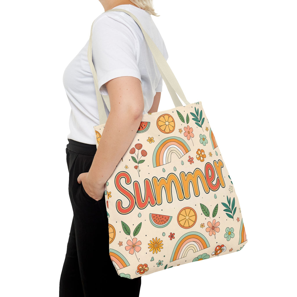 Summer Pattern Tote Bag | Rainbow, Watermelon, Floral Beach Vibes