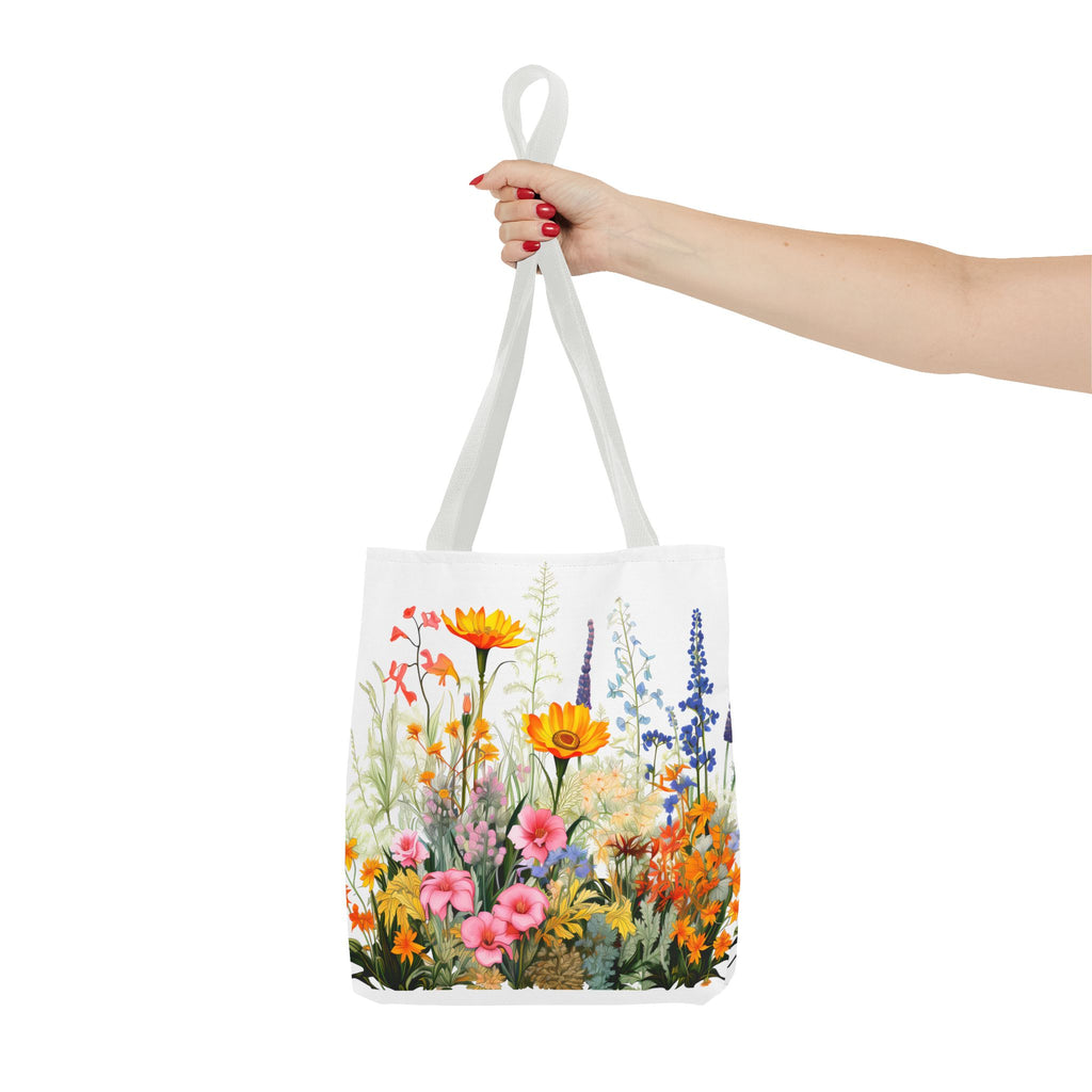 Wildflower Garden Tote Bag | Floral Meadow Illustration, Colorful Bloom Print