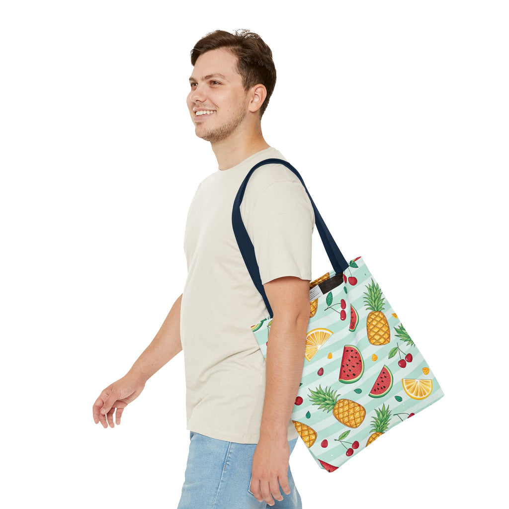 Tropical Fruit Pattern Tote Bag | Pineapple Watermelon Cherry Citrus Beach