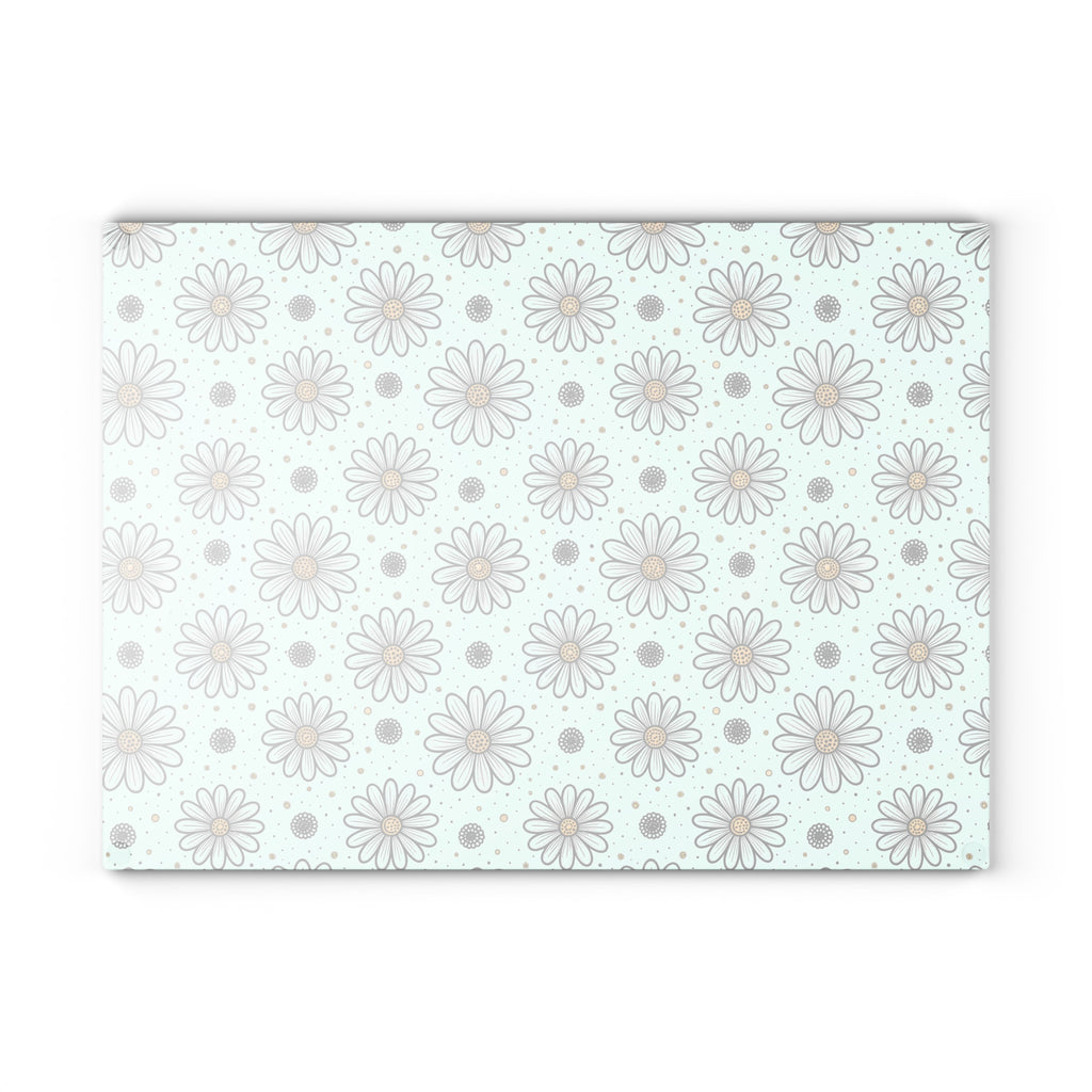 Daisy Pattern Glass Cutting Board | Floral Kitchen Decor