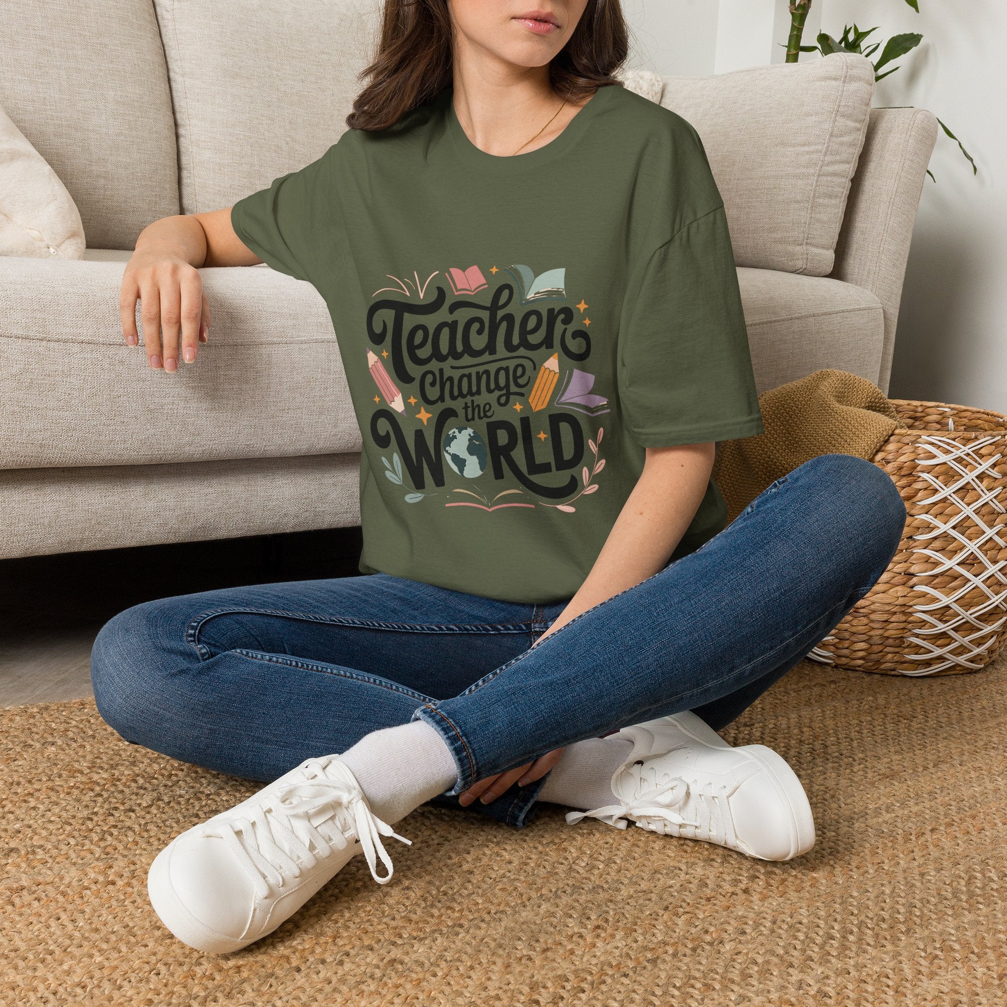 Teacher Change the World T-Shirt | School Teacher Typography Tee
