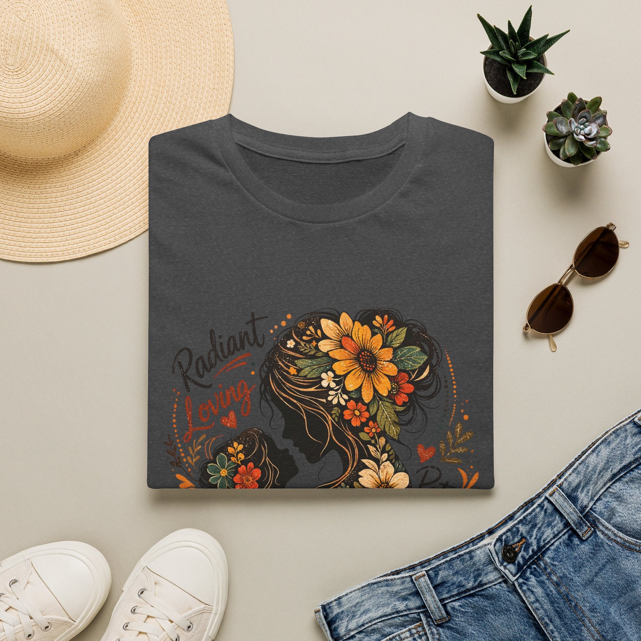 Mother silhouette floral design T-Shirt | Radiant Loving Nurturing Patient