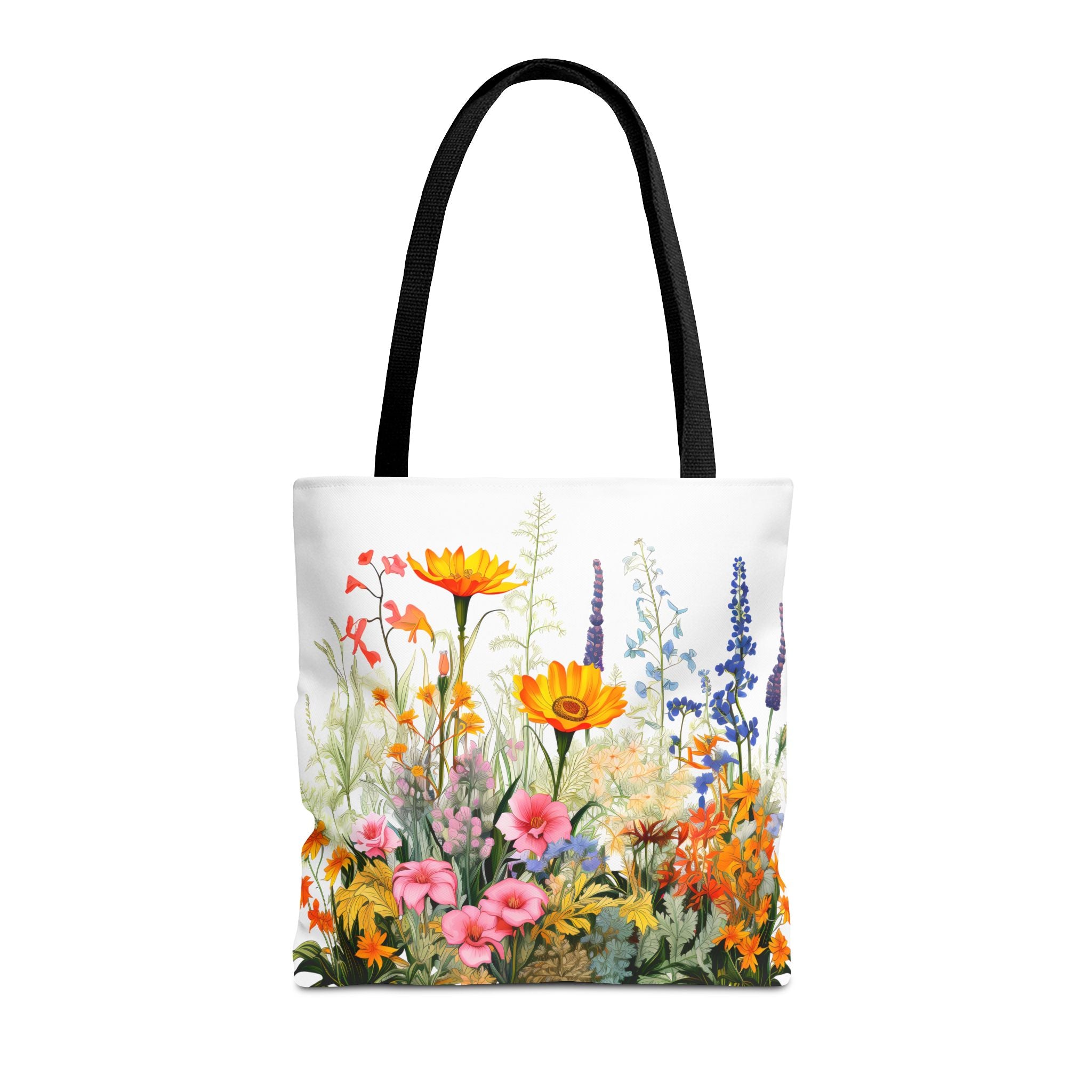Wildflower Garden Tote Bag | Floral Meadow Illustration, Colorful Bloom Print