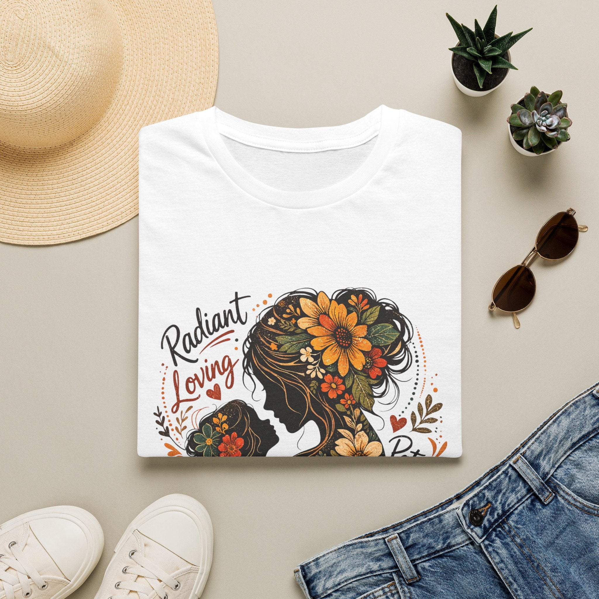 Mother silhouette floral design T-Shirt | Radiant Loving Nurturing Patient