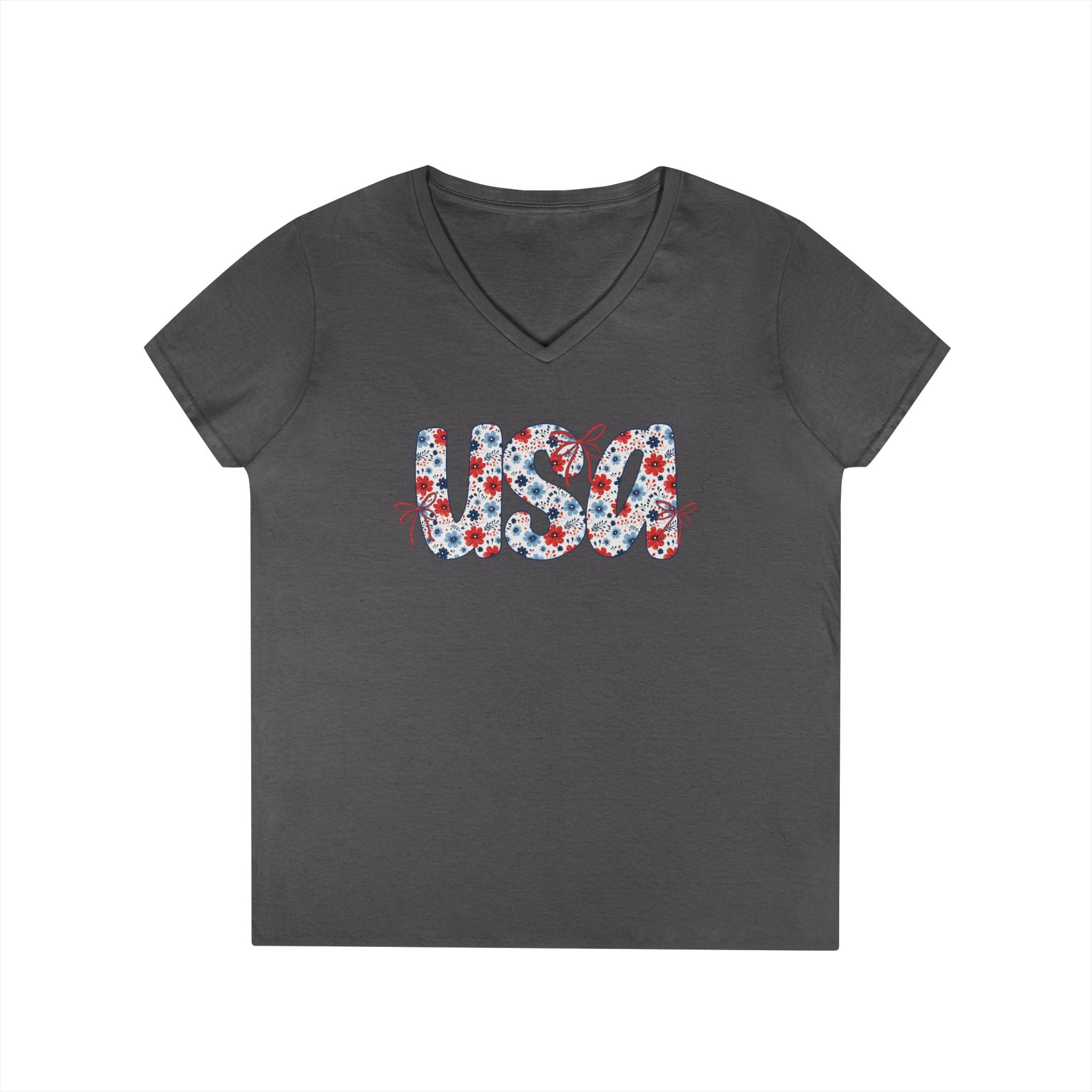 USA Floral Pattern T-Shirt | Patriotic Fourth of July Tee