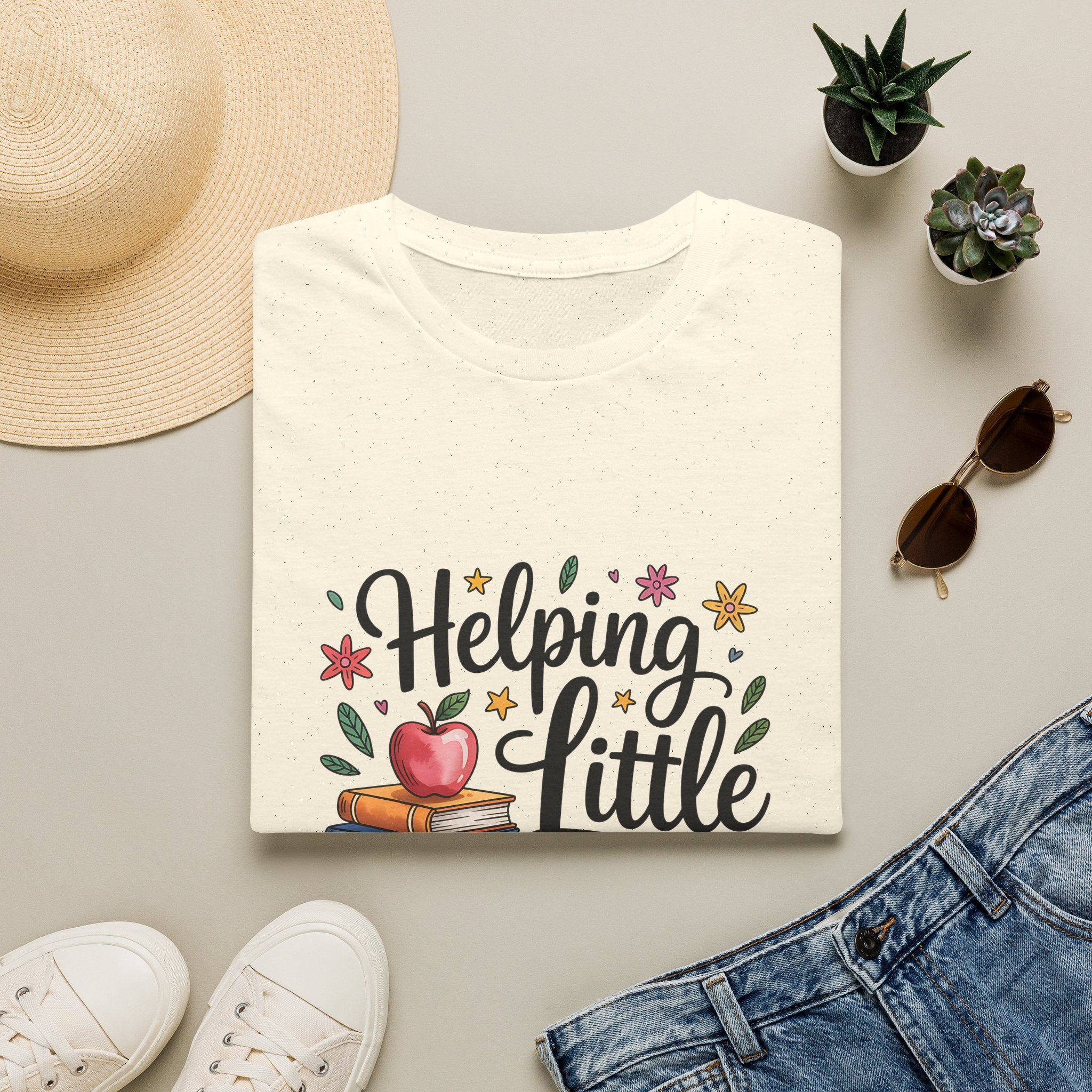 Helping Little Minds Grow T-Shirt | Teacher Books Apple Pencil Design