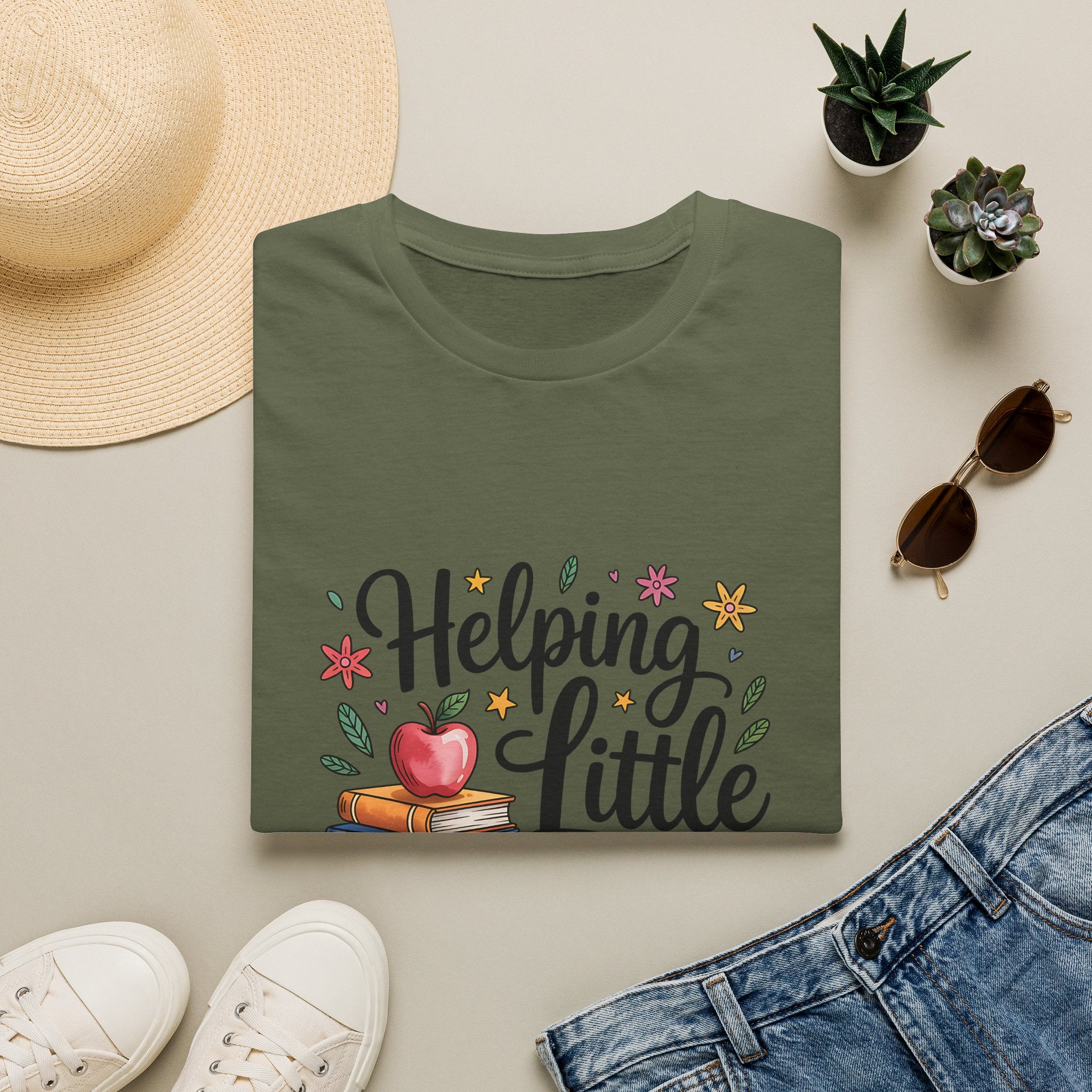 Helping Little Minds Grow T-Shirt | Teacher Books Apple Pencil Design