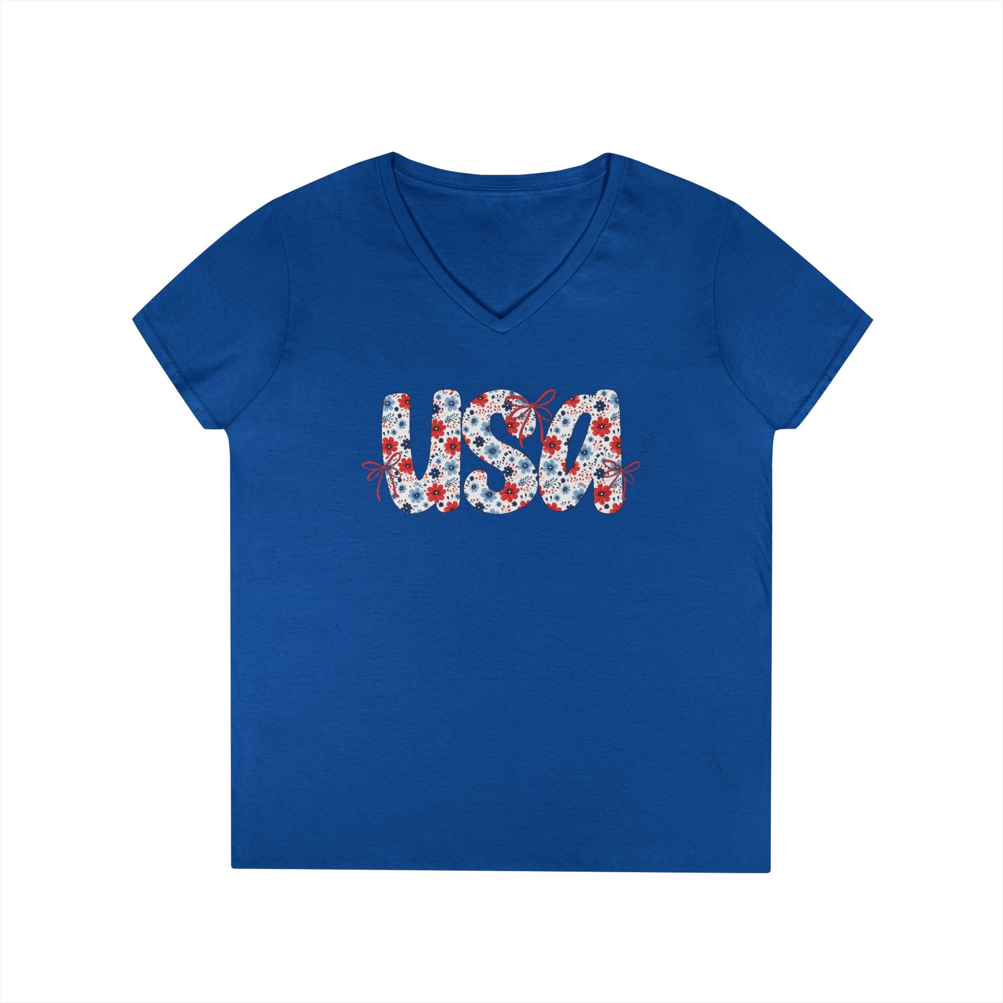 USA Floral Pattern T-Shirt | Patriotic Fourth of July Tee