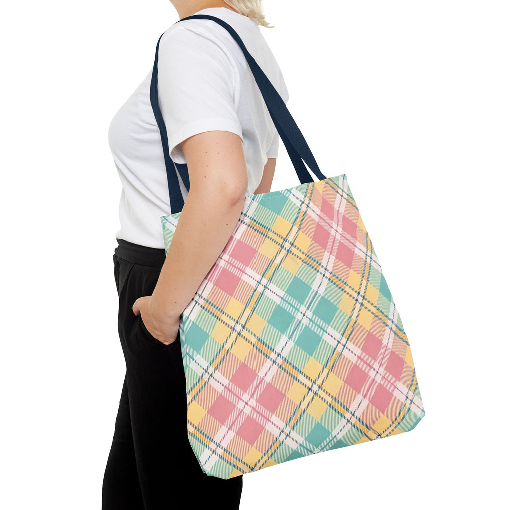 Pastel Plaid Tote Bag | Spring Plaid Pattern, Pastel Checkered Tote