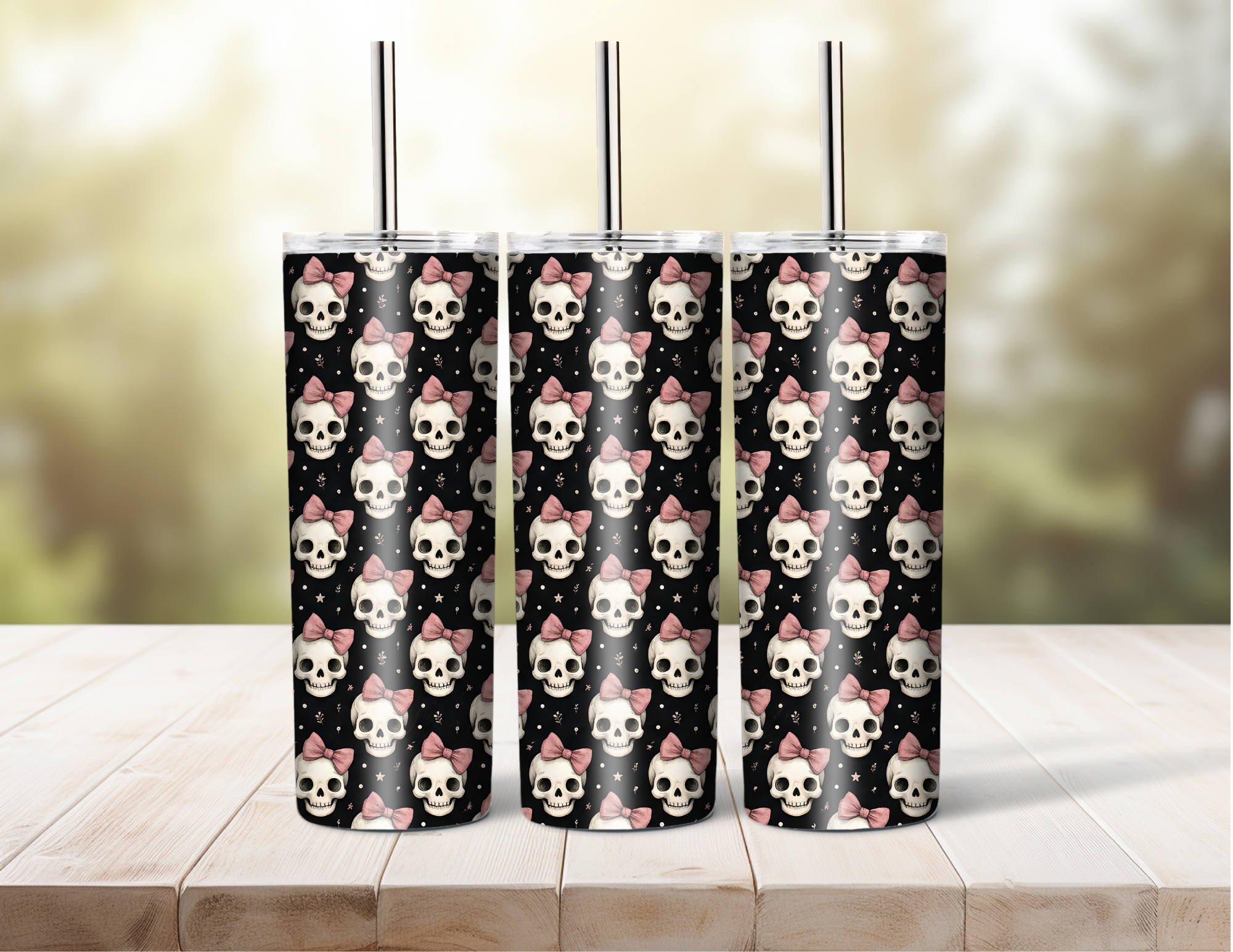Girlie Skulls Seamless Pattern PNG | Pink Bows | Digital Download for Sublimation & Crafts