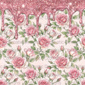 Pink Rose Seamless Pattern PNG | Dripping Pink Glitter | Digital Download for Sublimation & Crafts