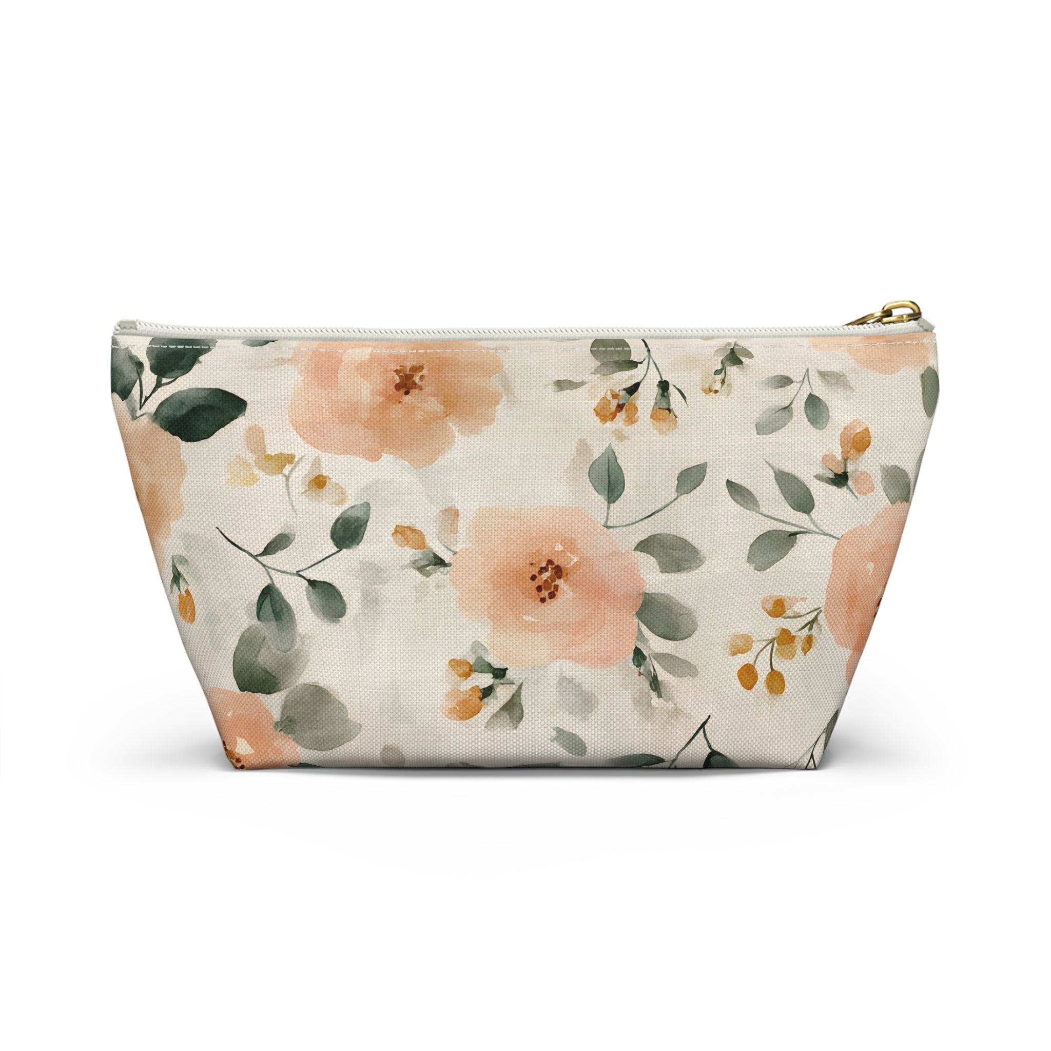 Peach Watercolor Roses Accessory Pouch