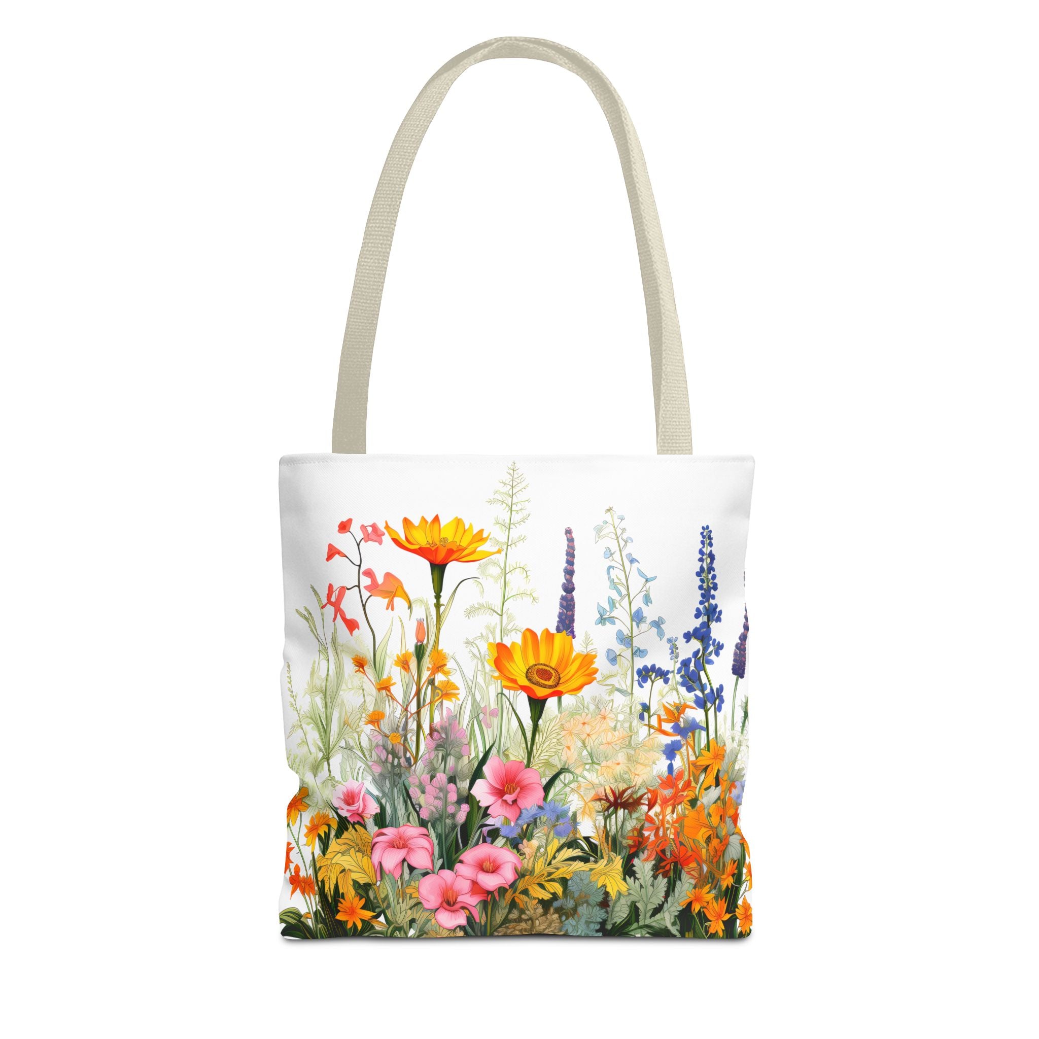 Wildflower Garden Tote Bag | Floral Meadow Illustration, Colorful Bloom Print