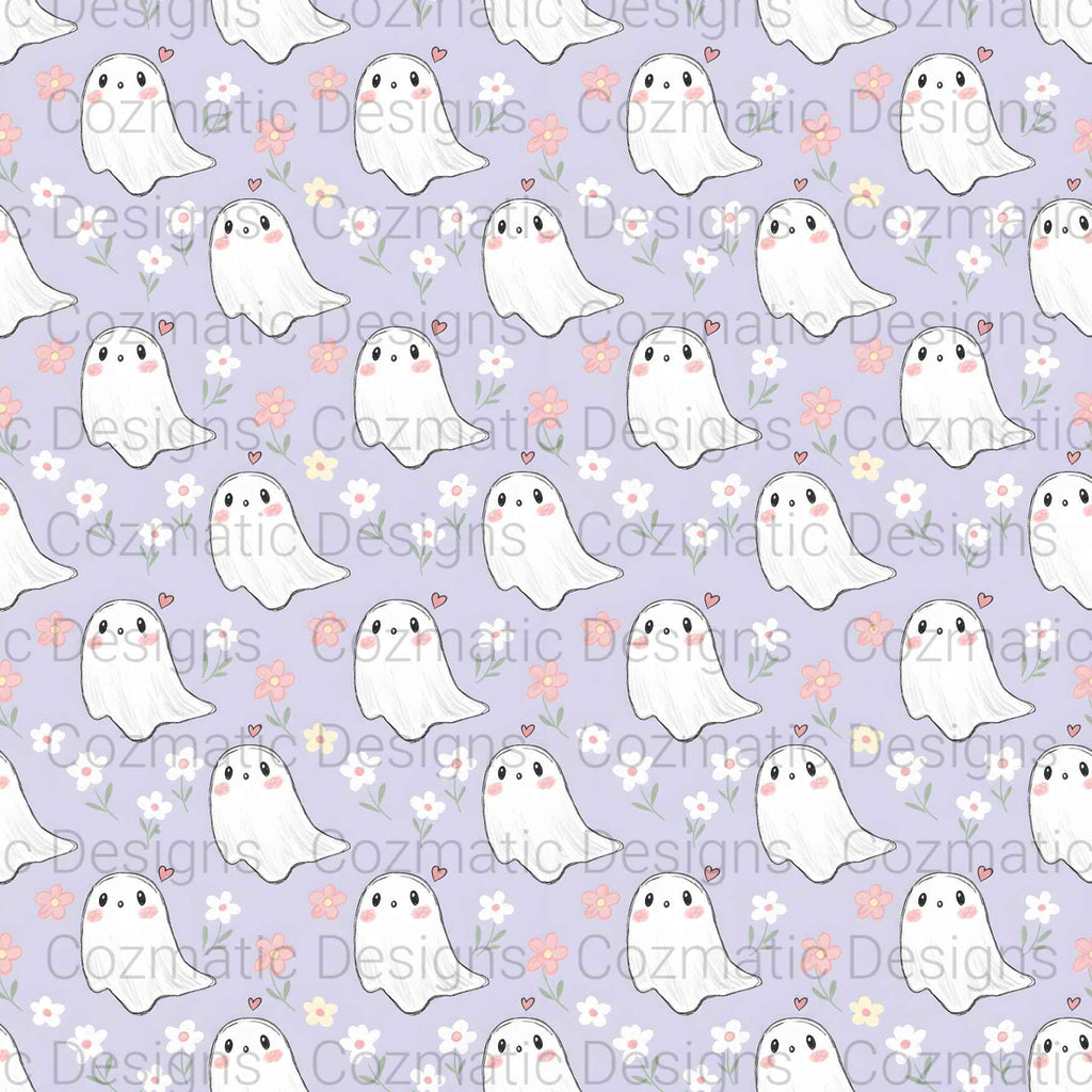Ghosts Seamless Pattern PNG | Halloween | Digital Download for Sublimation & Crafts