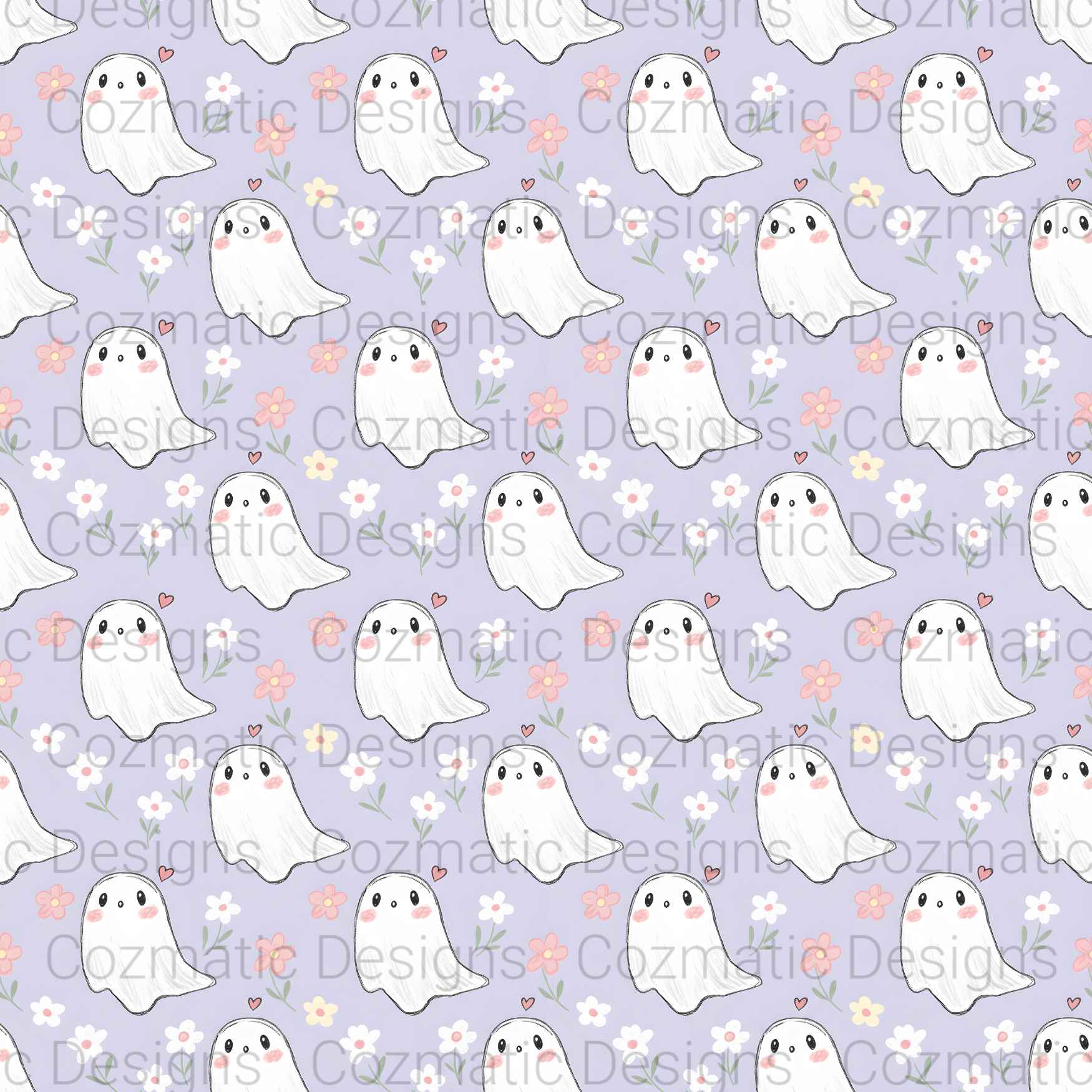 Ghosts Seamless Pattern PNG | Halloween | Digital Download for Sublimation & Crafts
