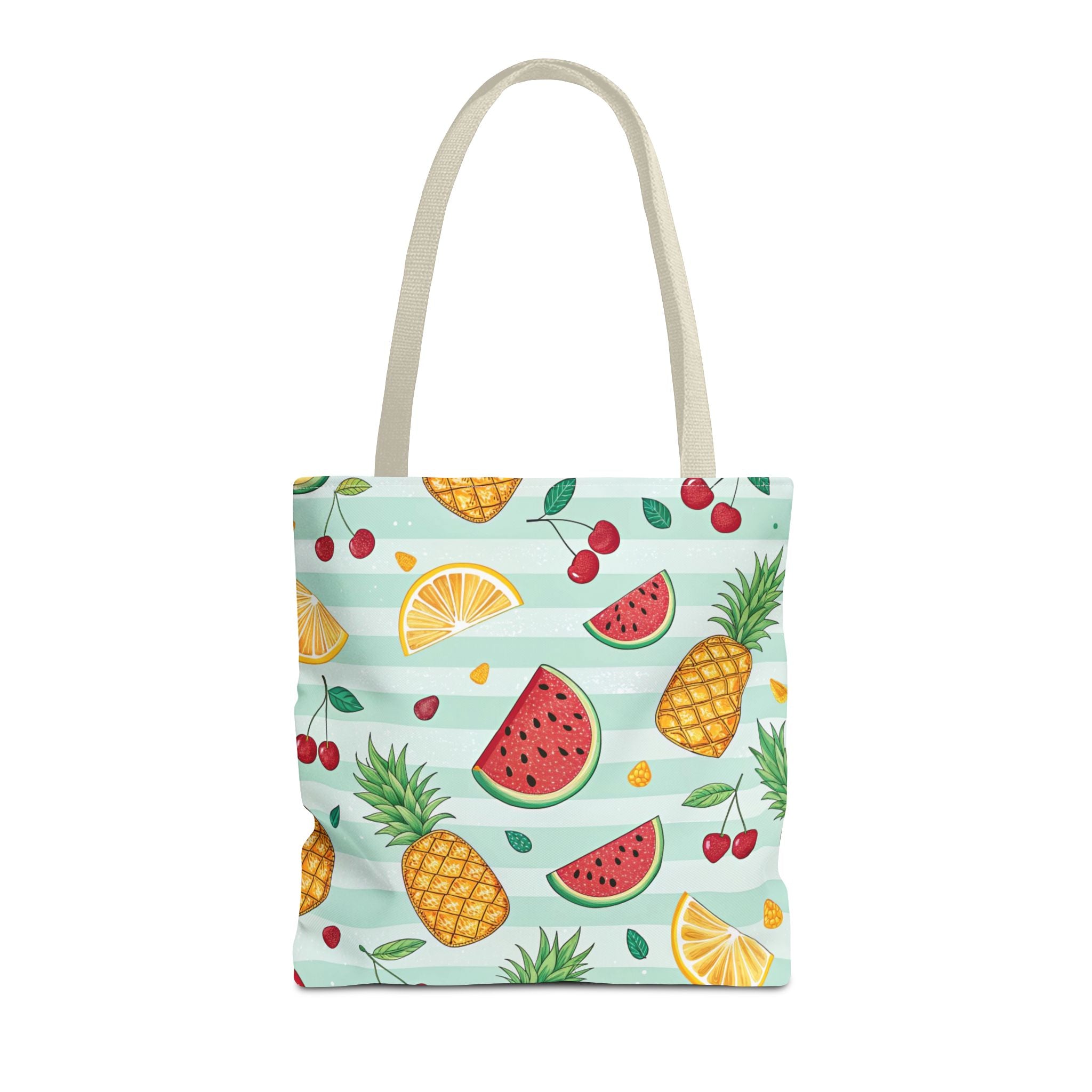 Tropical Fruit Pattern Tote Bag | Pineapple Watermelon Cherry Citrus Beach