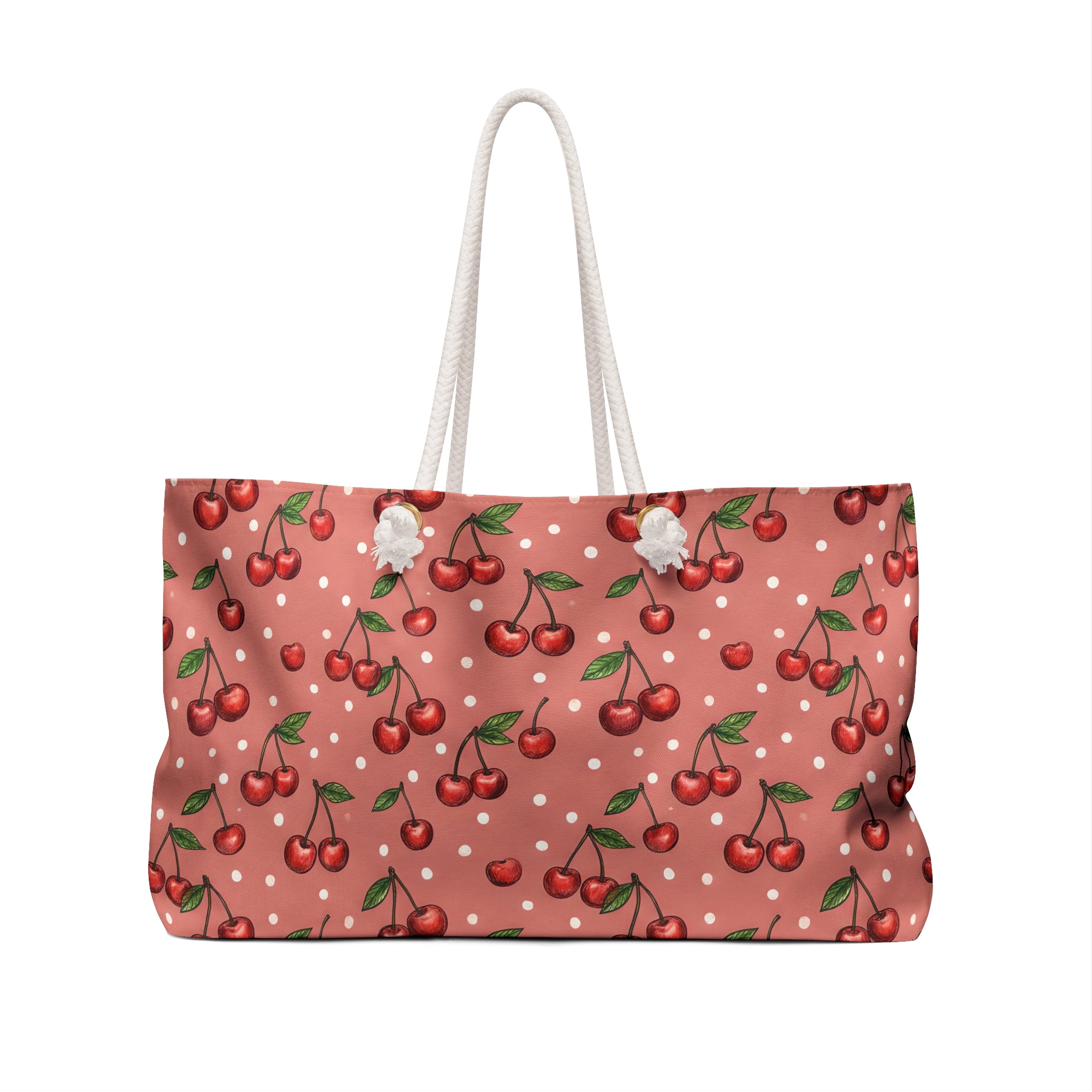 Cherry Pattern Weekender Bag | Retro Polka Dot Tote