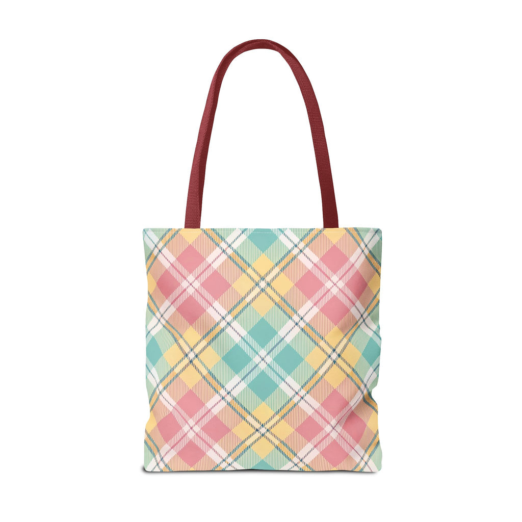 Pastel Plaid Tote Bag | Spring Plaid Pattern, Pastel Checkered Tote